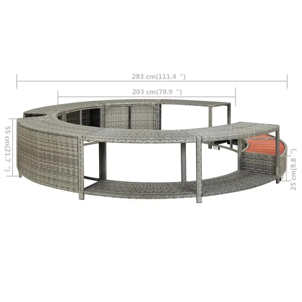 Reliable Hot Tub with 2.8 m x 55 cm, Spa Surround Gray Poly Rattan - Multicolor Poly Rattan Model BED68F