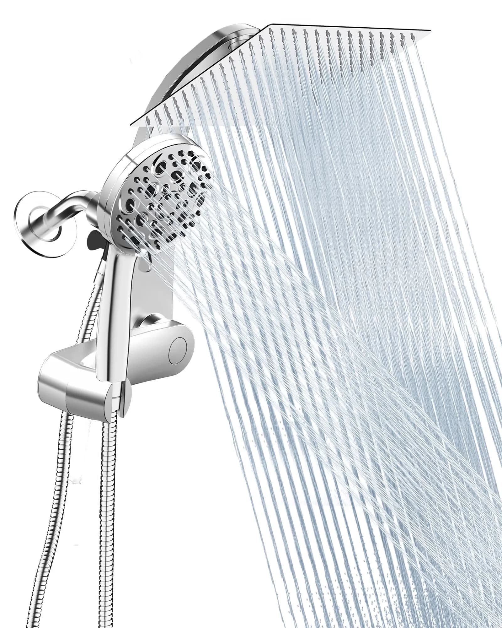 Sleek Shower Head with 360 Degree Swivel, New, 360° Degree Rotating Extension Arm - Stainless Steel Silver Model 87D7C7