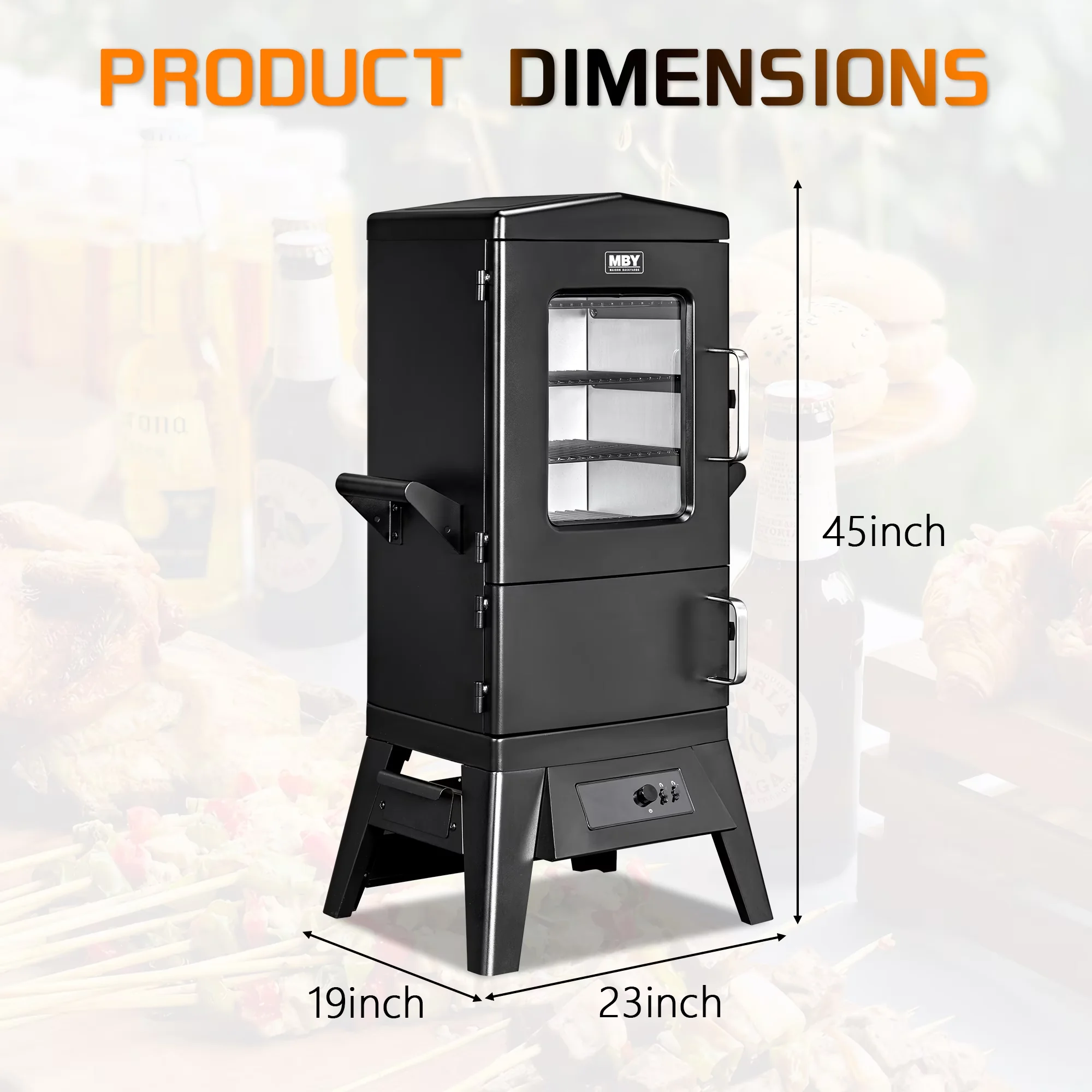 Versatile Charcoal Grill with Window, Digital Temperature Control - Metal Black Model 6B6307