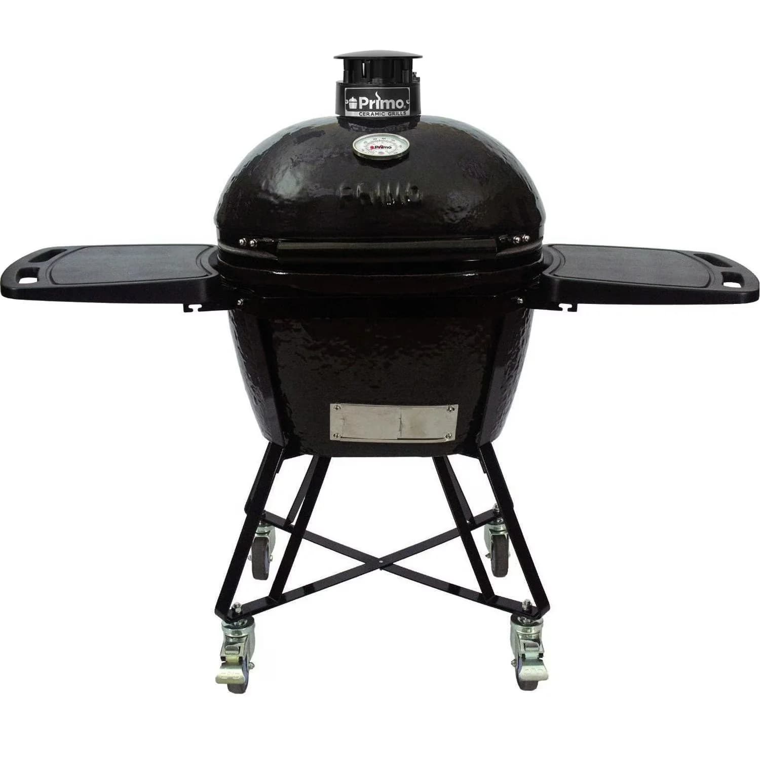 Innovative Charcoal Grill with Side Shelves, And Stainless Steel Grates - Ceramic Black Model 377385