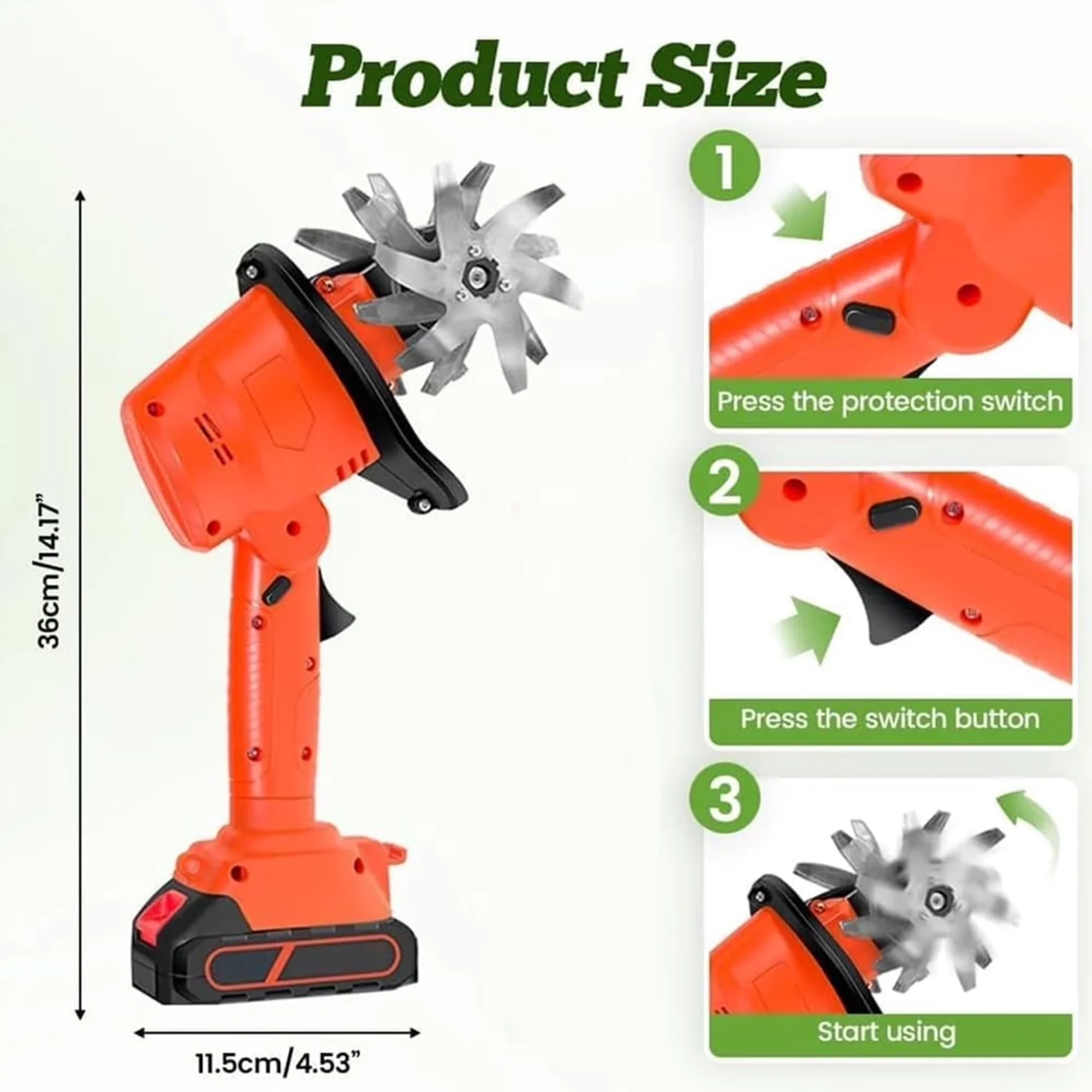 Stylish Trillers Cultivator with Battery, 24V, 24V Cordless Electric Tiller - Model E5E7CF