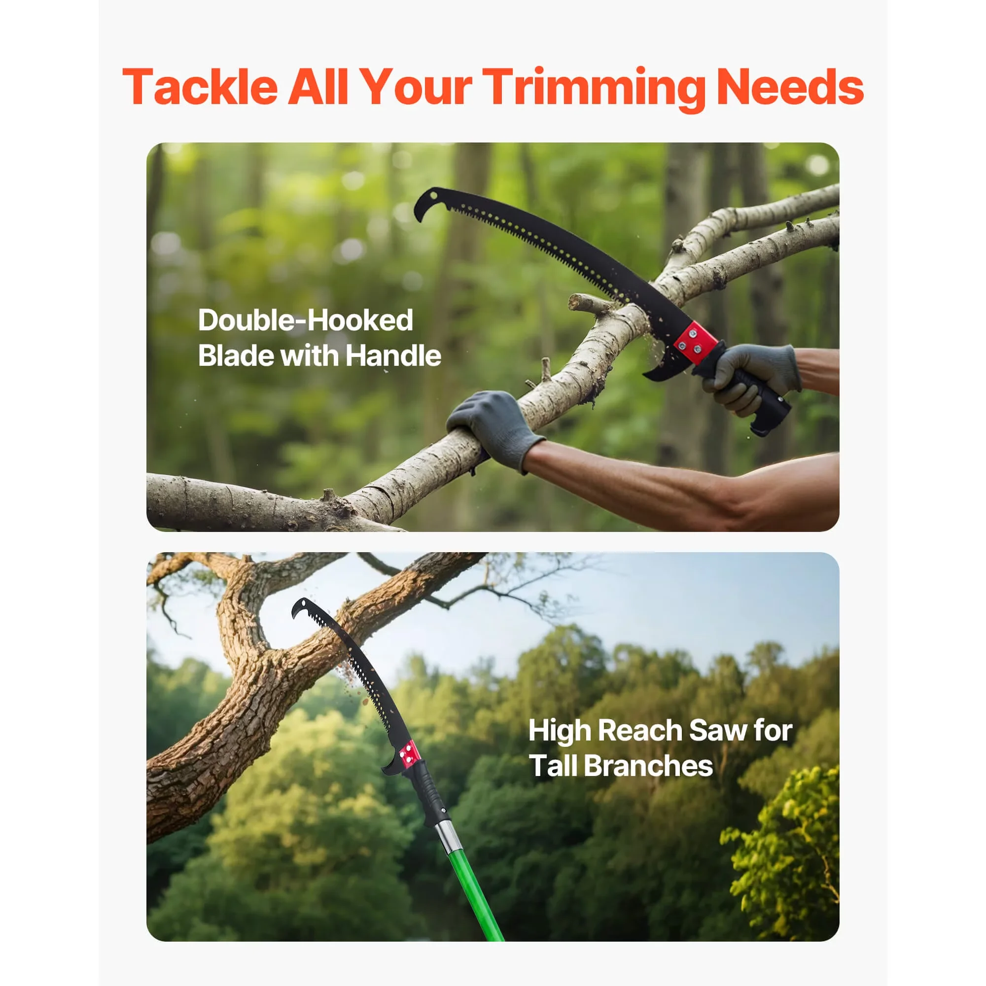 Premium Pole Saw with Telescoping, Double-Hook Design, Manual - Green 87-27 Model 551272