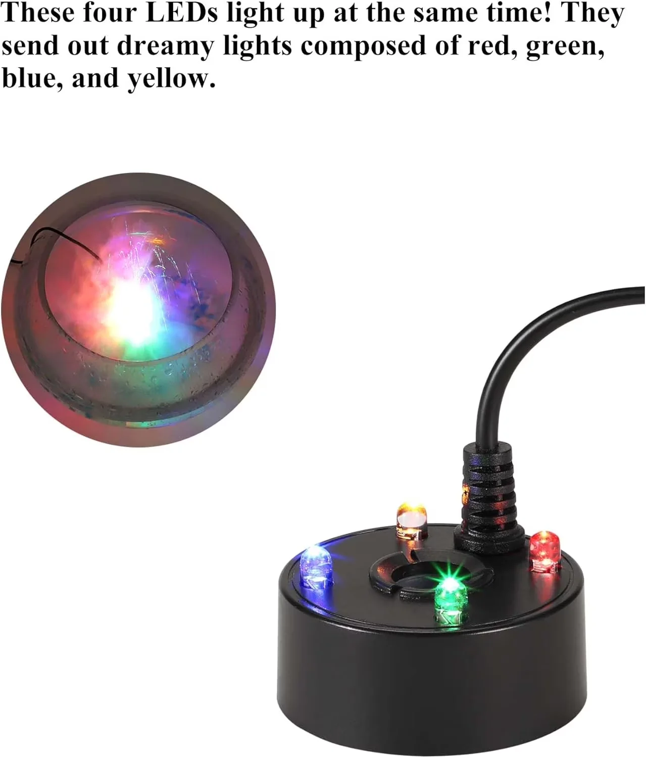 Humidifier Quality with LED, USB Plug 4 LED Ultrasonic Mist Maker - White Model 14F702