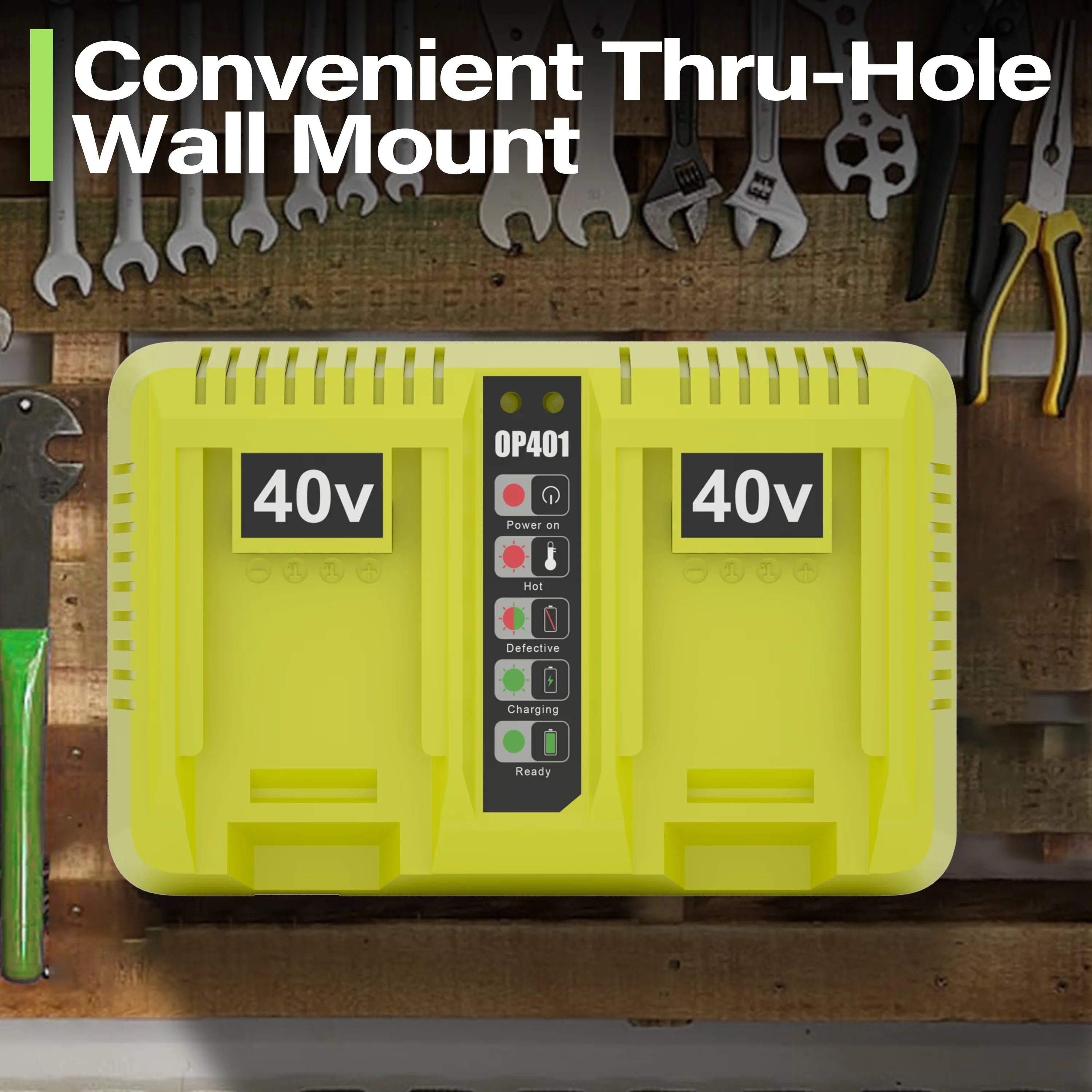 Professional Pole Saw with 40V, 40V Rapid Dual Port Charger - Green - Built to Last Model EBC07D