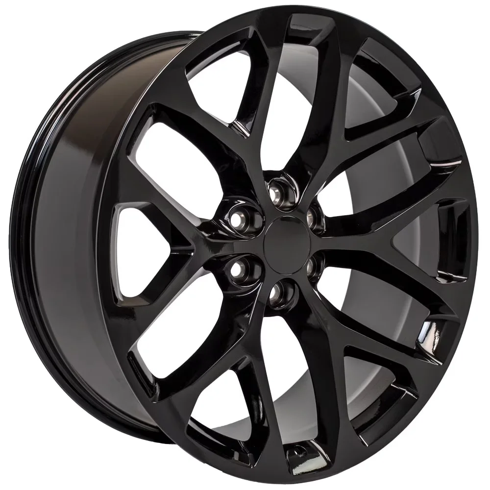 Professional Wheels And Rim with CV98 24x10 Snowflake, 6x139.7, Gloss Black 24 Inch Rims - Aluminum Black Model 710EAF
