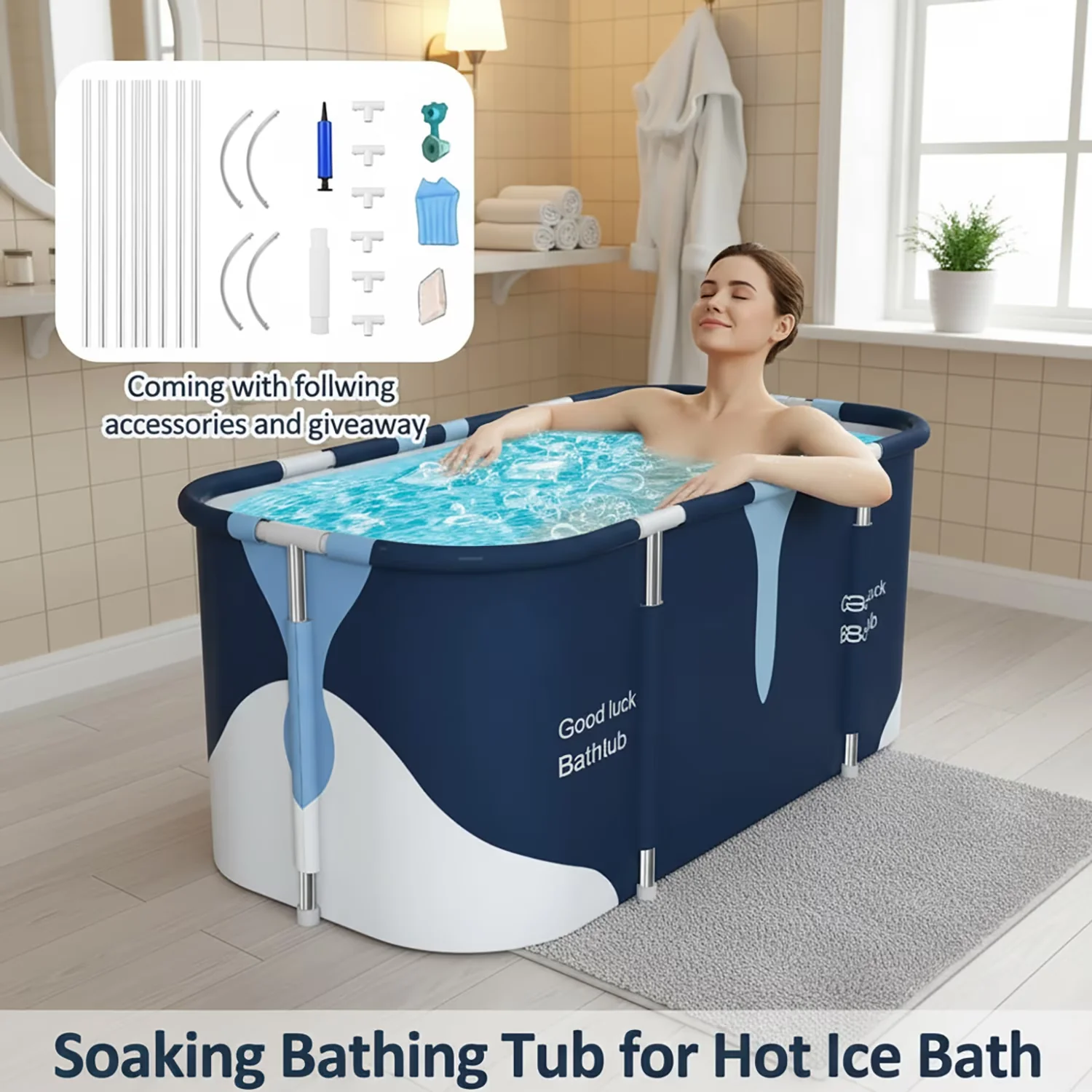 Stylish Bathroom Renovation with Easy To Clean, Adjustable, Accessories Kit - Pvc Blue Model C5C80B