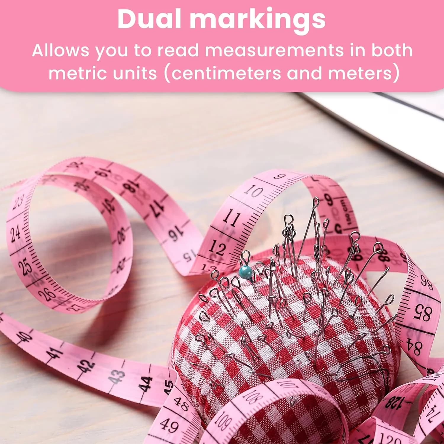 Measuring Layout Modern with Easy To Use, Pack of 3 Retractable Soft Tape Measures, Tape Set - Plastic Pink Model ADEA94