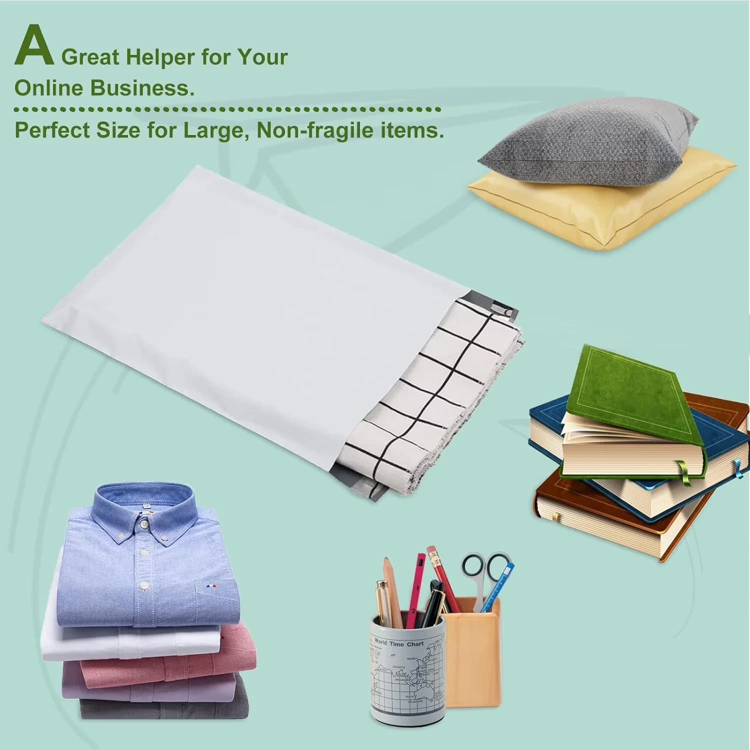 Quality Moving with White Poly Mailers, Great for non-fragile items - White Plastic Model E65BC9