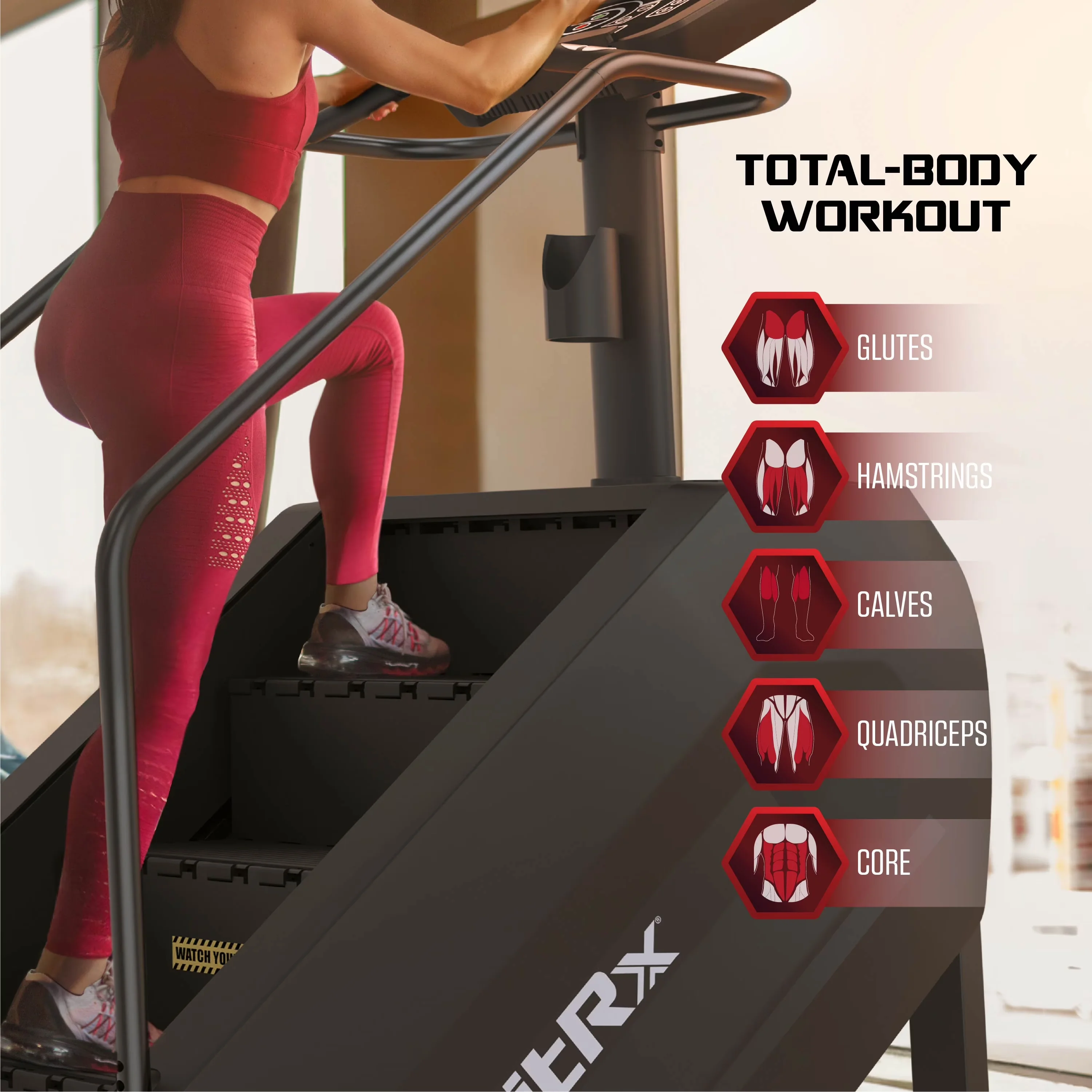 Home Gym Sleek with Compact, Heart Rate Monitor - Metal; Plastic; Rubber Black Model AB11EB