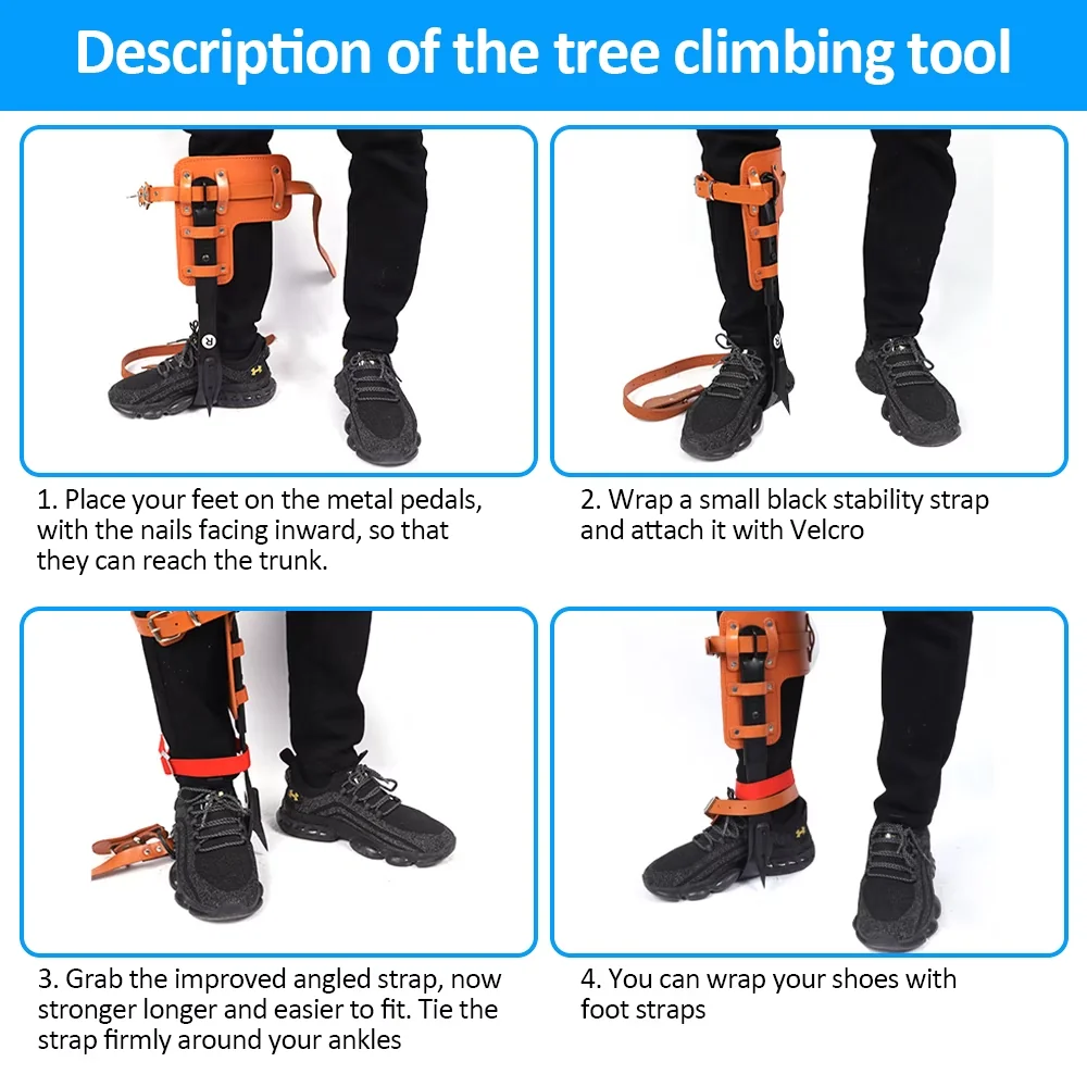 Ladders And Step Stool Durable with Adjustable, Triple Lock Lanyard Adjuster, Tree Climbing Gear,Tree Climbing Spikes - Stainless... Model ED5DFA