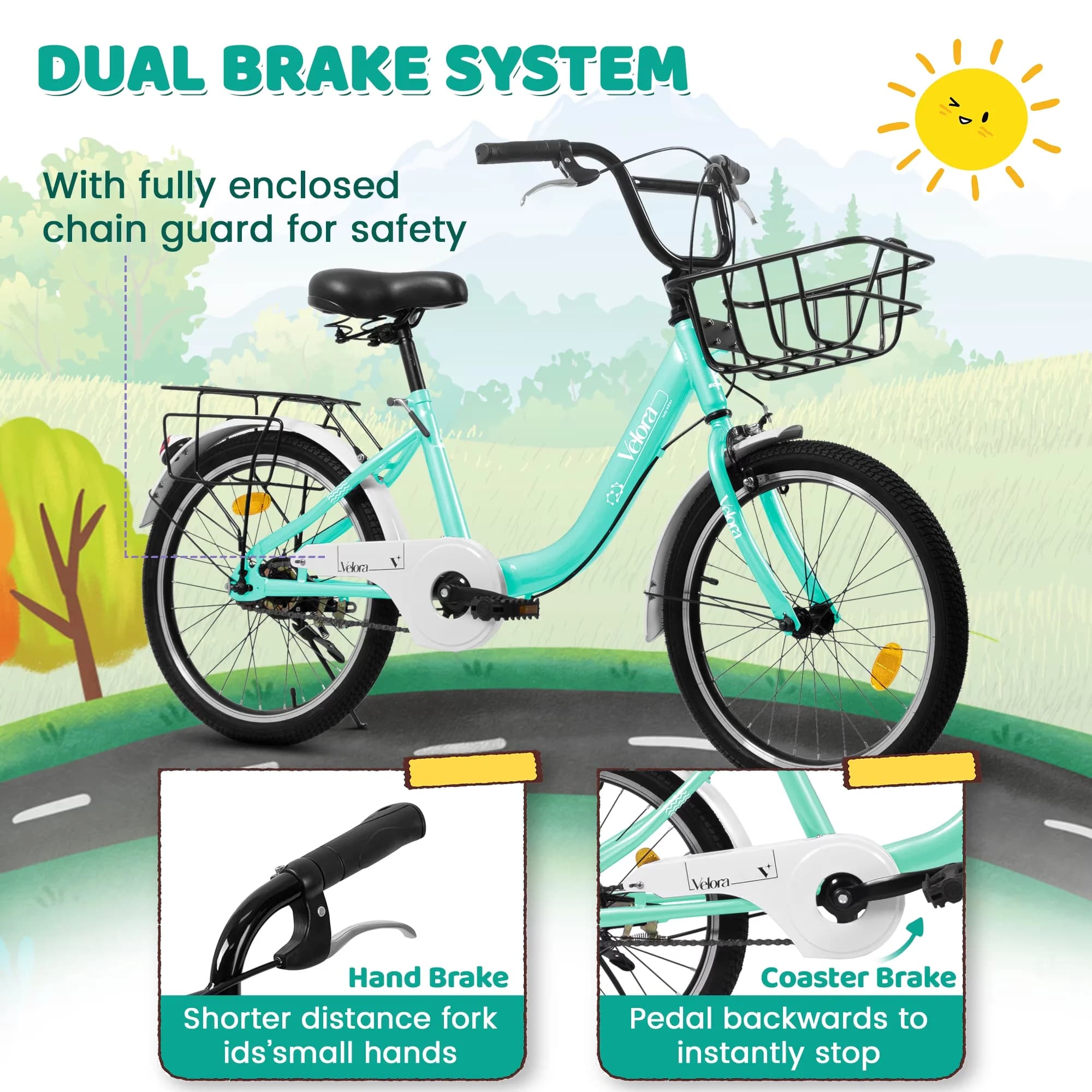 Premium Kids Bike with Adjustable Seat Height, Adjustable Speed, Lightweight - Green Model 9443CA