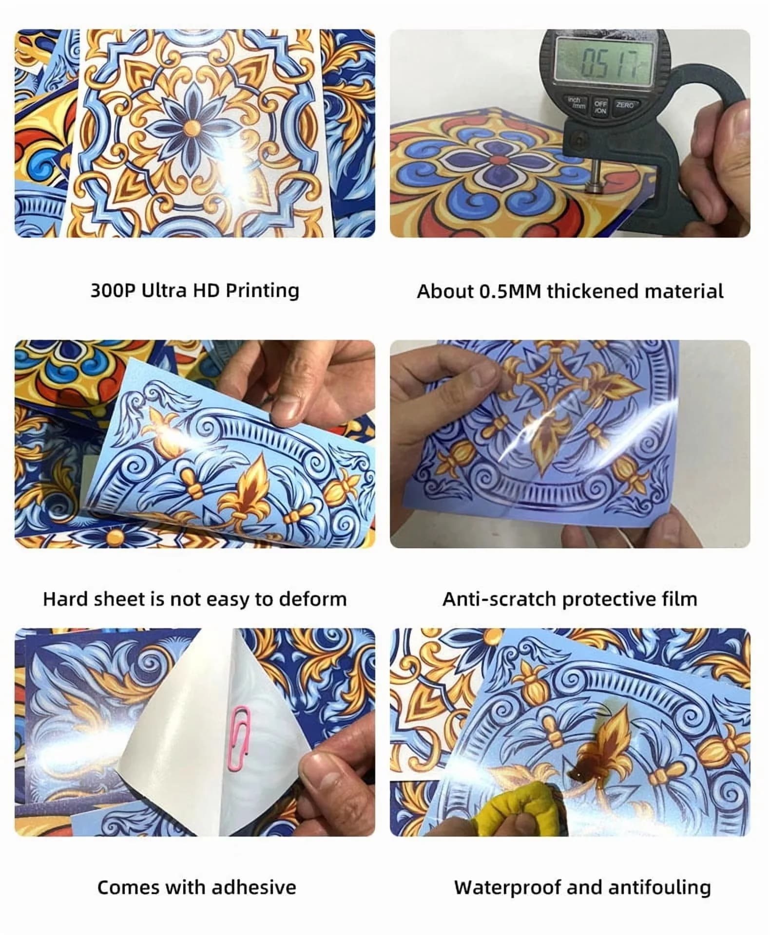 Innovative Wallpaper with Easy To Clean, Waterproof - Pvc 10x10cm 9Pcs for Kitchen, Bathroom Model 2EABA1