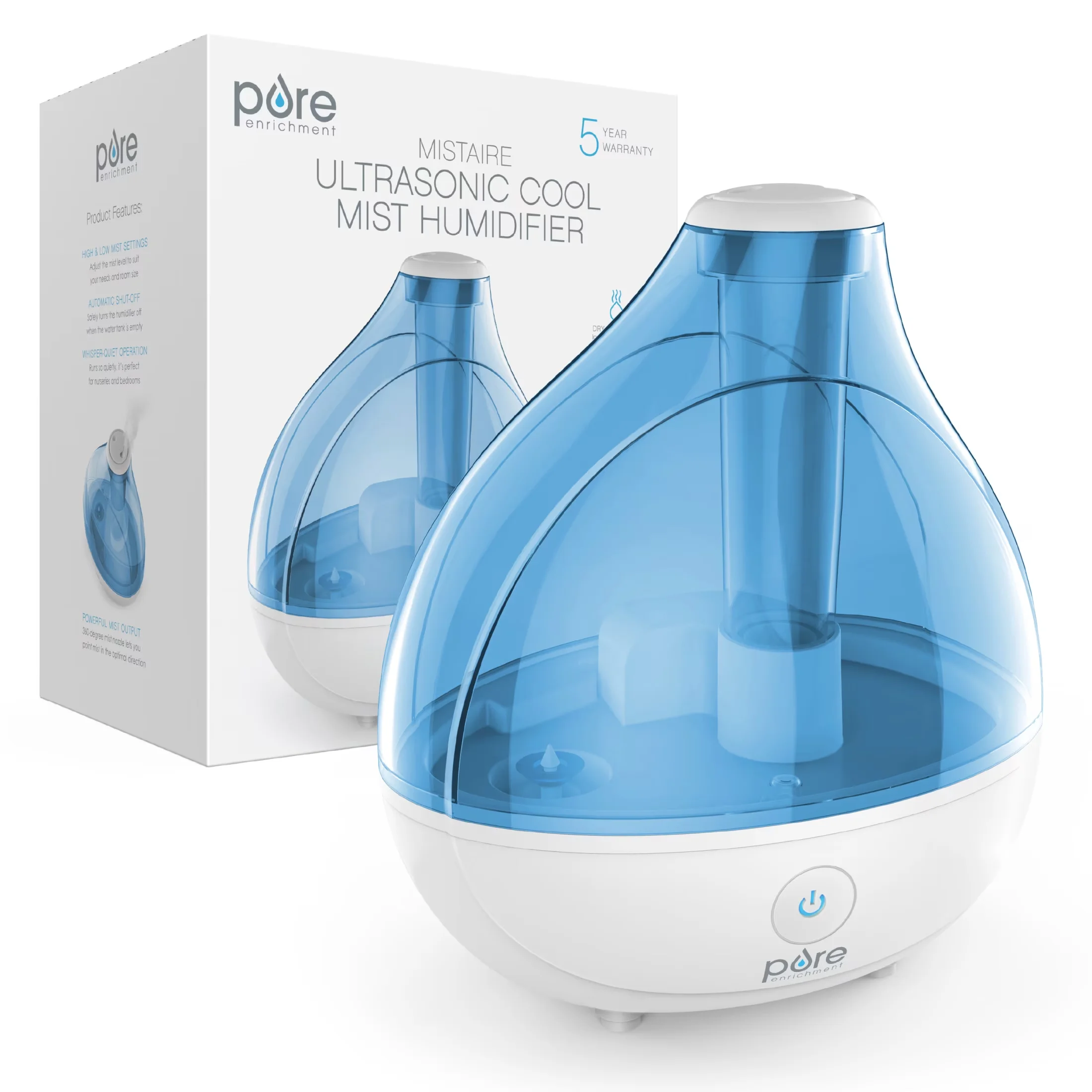 Compact Humidifier with Variable Speed, 360° Rotation Nozzle, Quiet Air That Lasts Up To 25 Hours - White Model 7477C7