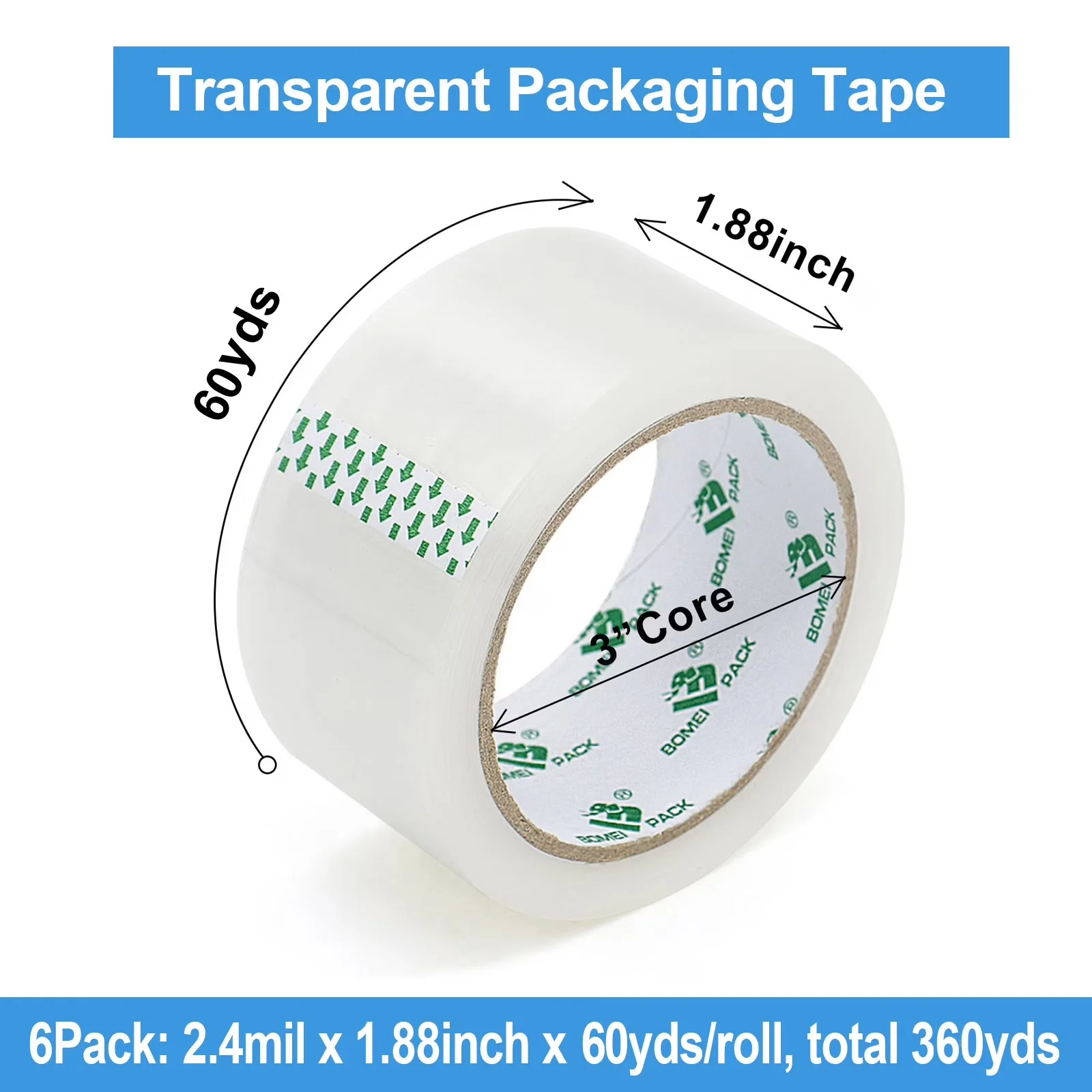 Versatile Moving with Heavy Duty Transparent Packing Tape, Dispenser, 1.88 inch x 60 Yards - Clear Model 51AF05