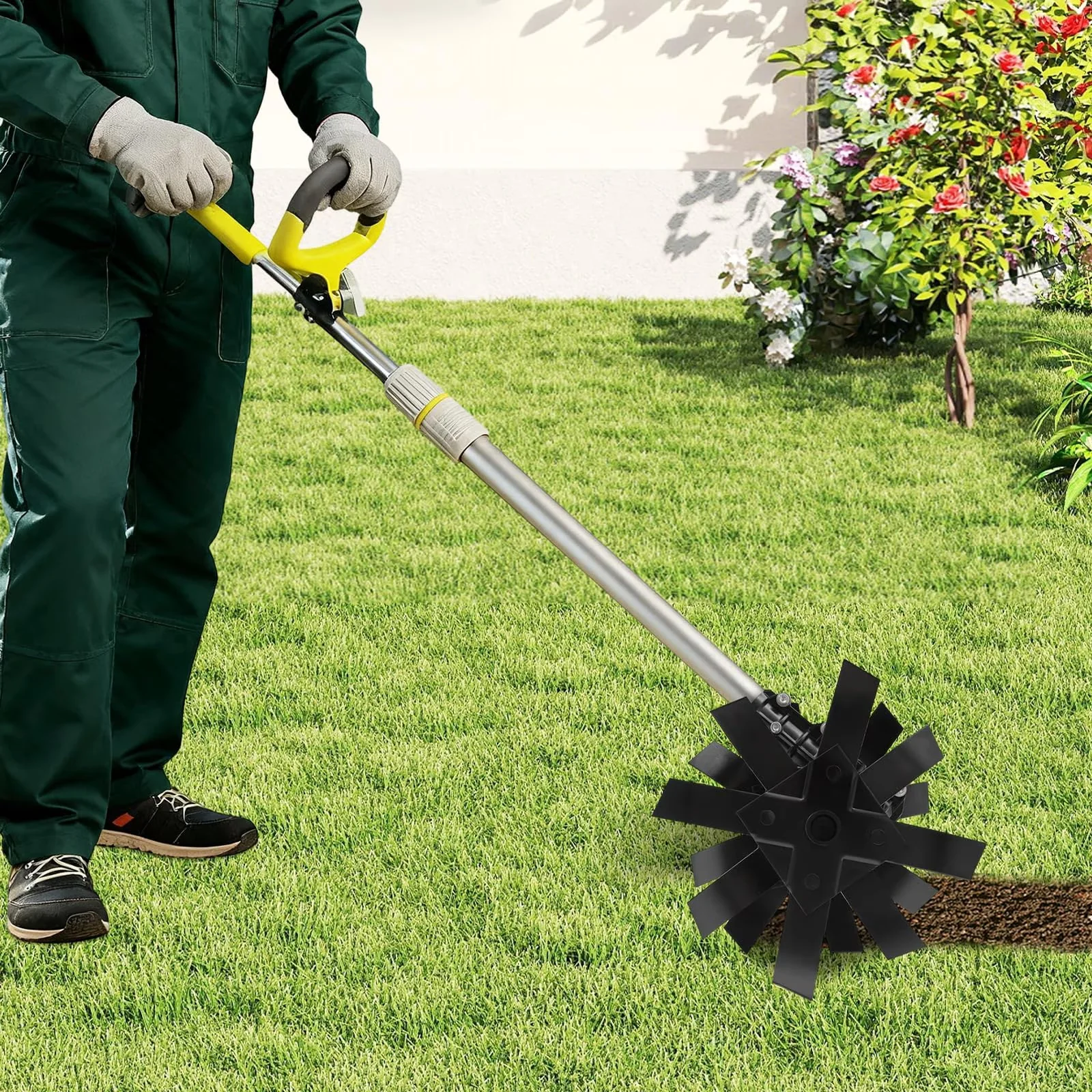 Versatile Trillers Cultivator with 9 Teeth Tiller Attachment for Garden - Model 5949DB