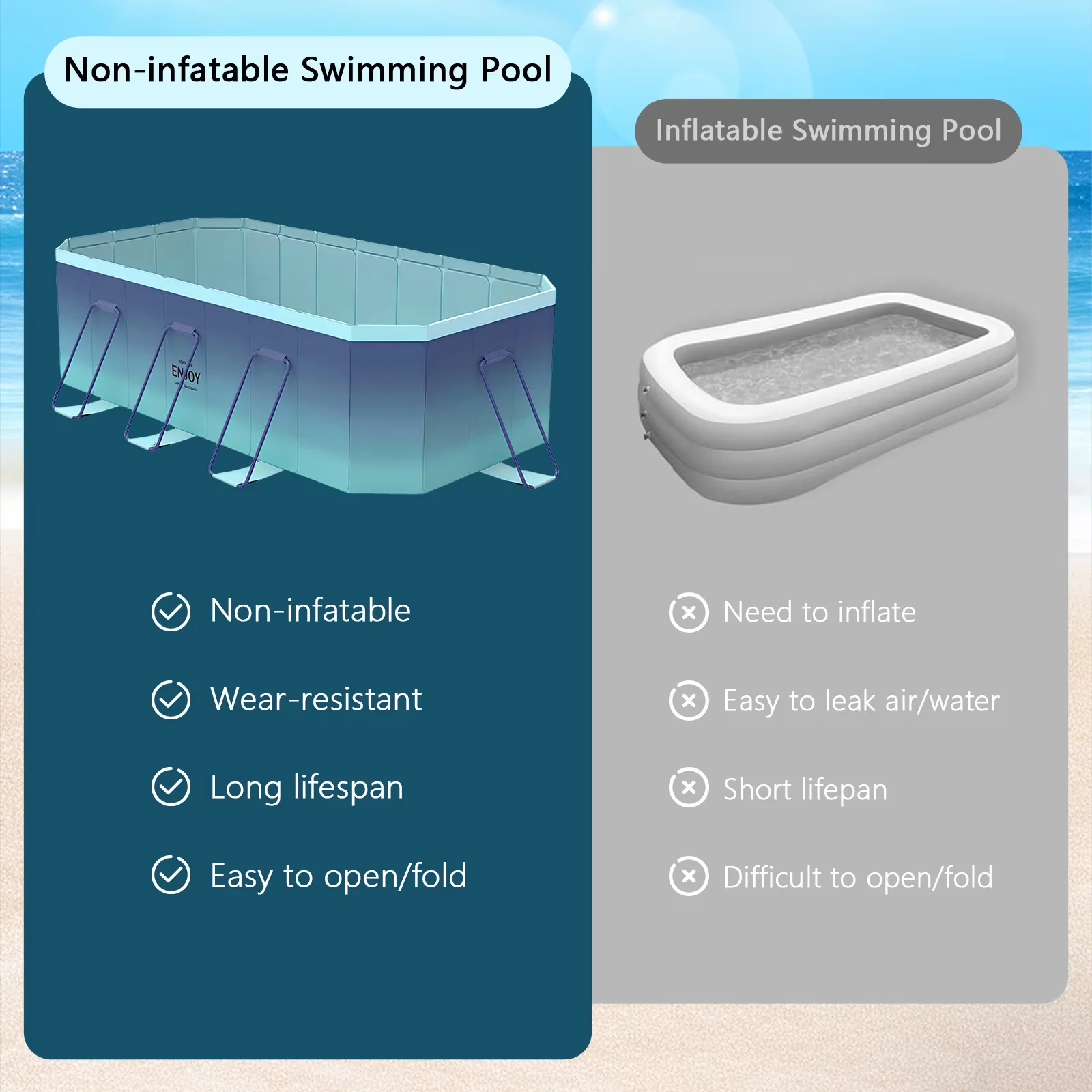 Compact Inflatable Pool with Puncture Proof, Foldable Swimming - Standard Series Model 02BEF5