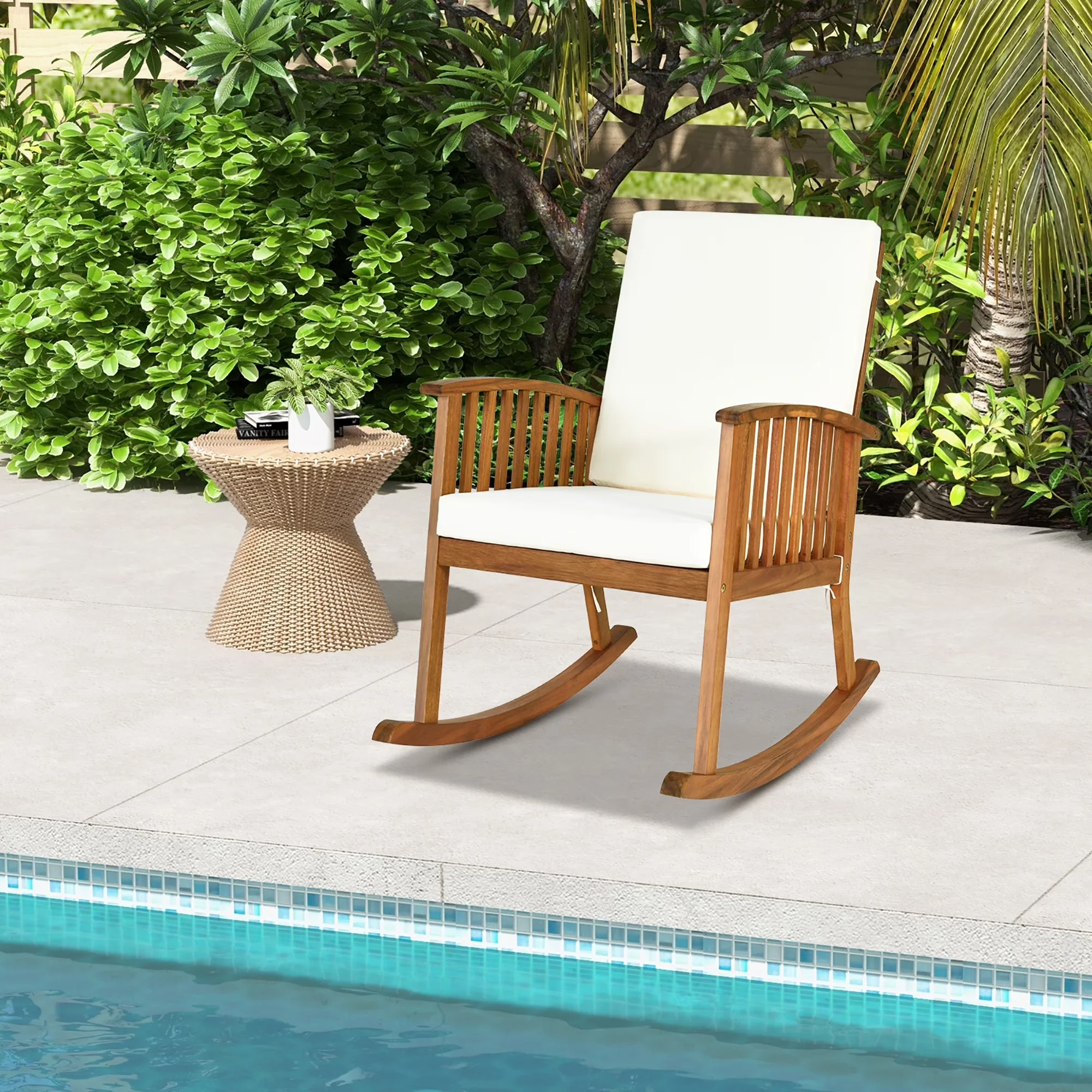 Classic Patio Chair with Adjustable Height - Brown Wood Wooden - Low Maintenance Model 05545C