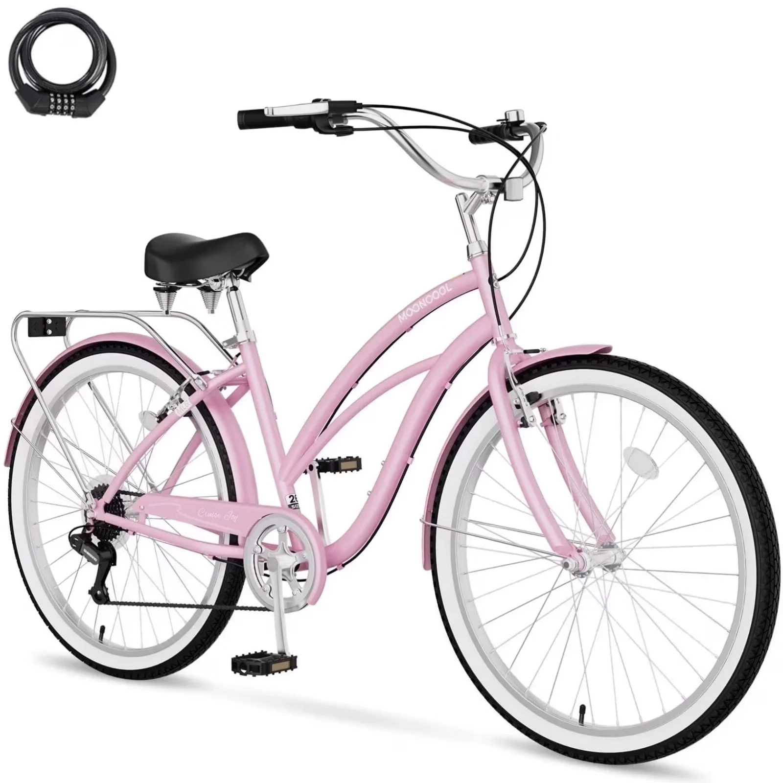 Professional Cruiser Bike with Adjustable Handlebar Height, Adjustable Seat, Adjustable Seat Height - Y-Pink Model AE6D43