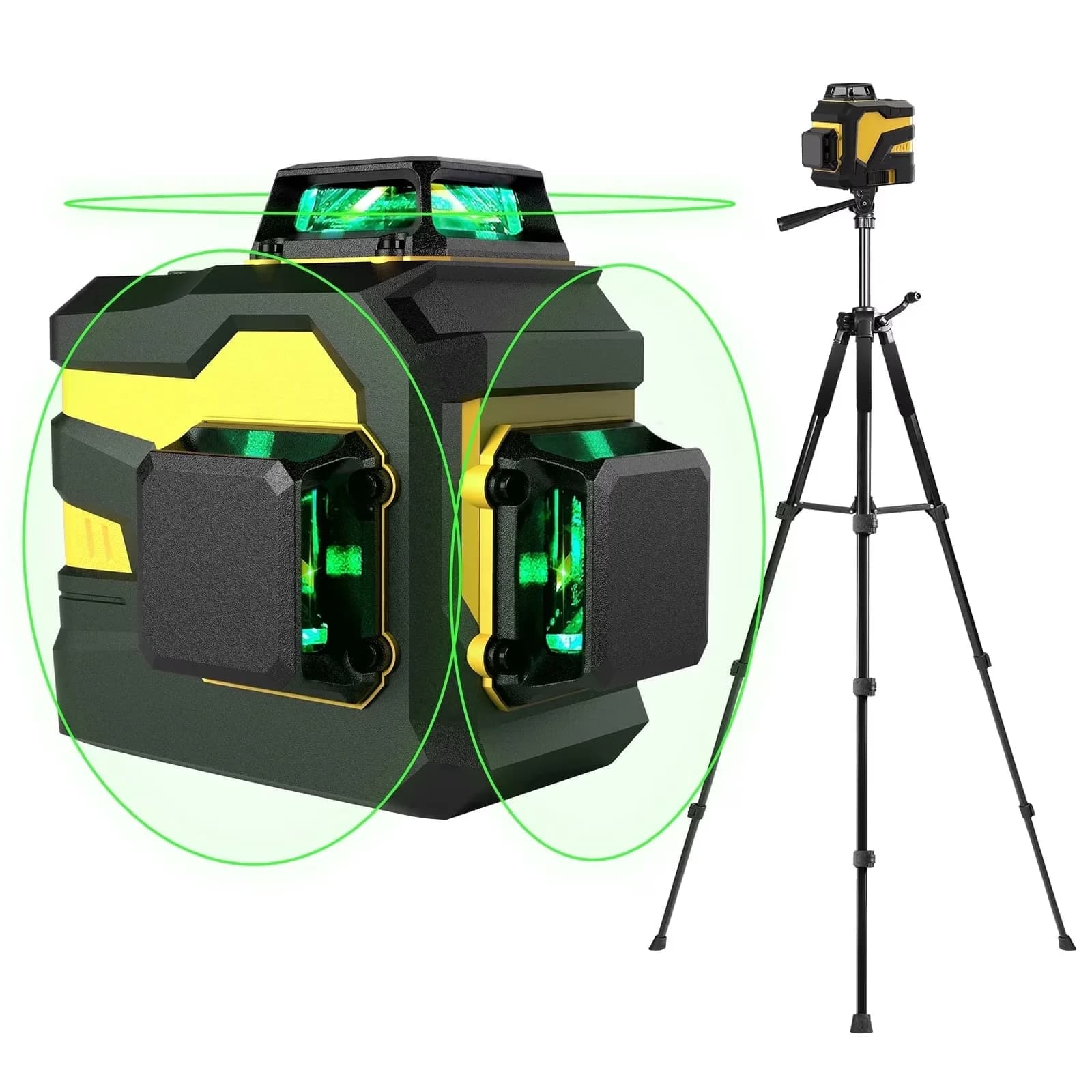 Professional Measuring Layout with Battery, Remote Control, 60" Adjustable Tripod - Plastic Yellow Model 17B128