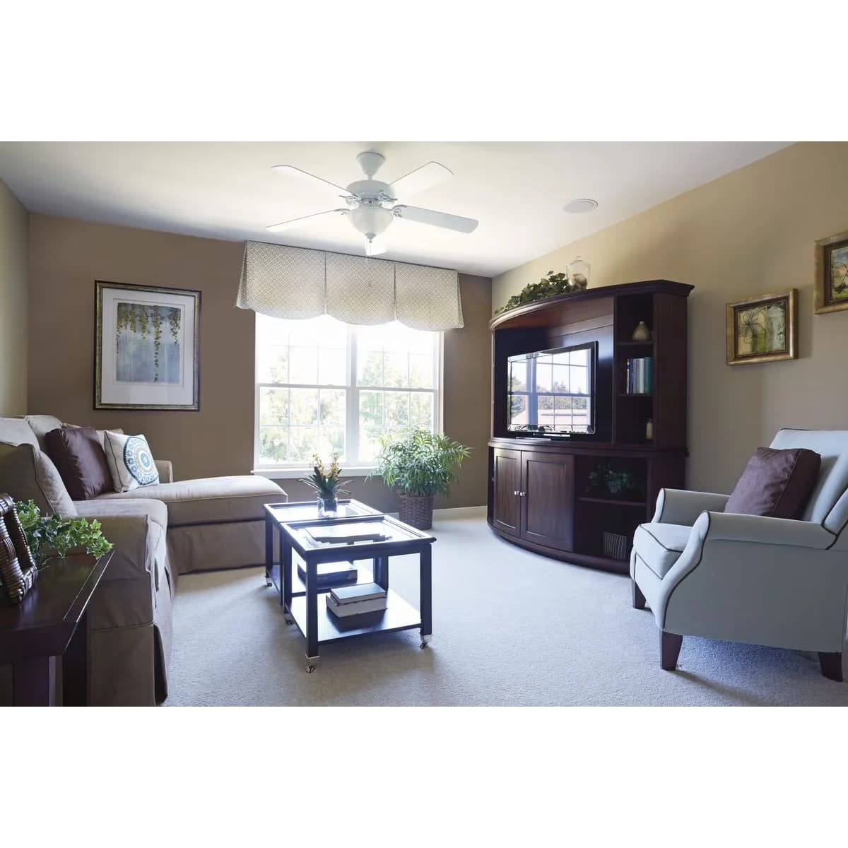 Ceiling Fan Sleek with Reversible Blades, Remote Controlled - Glass White Model F5A6F8