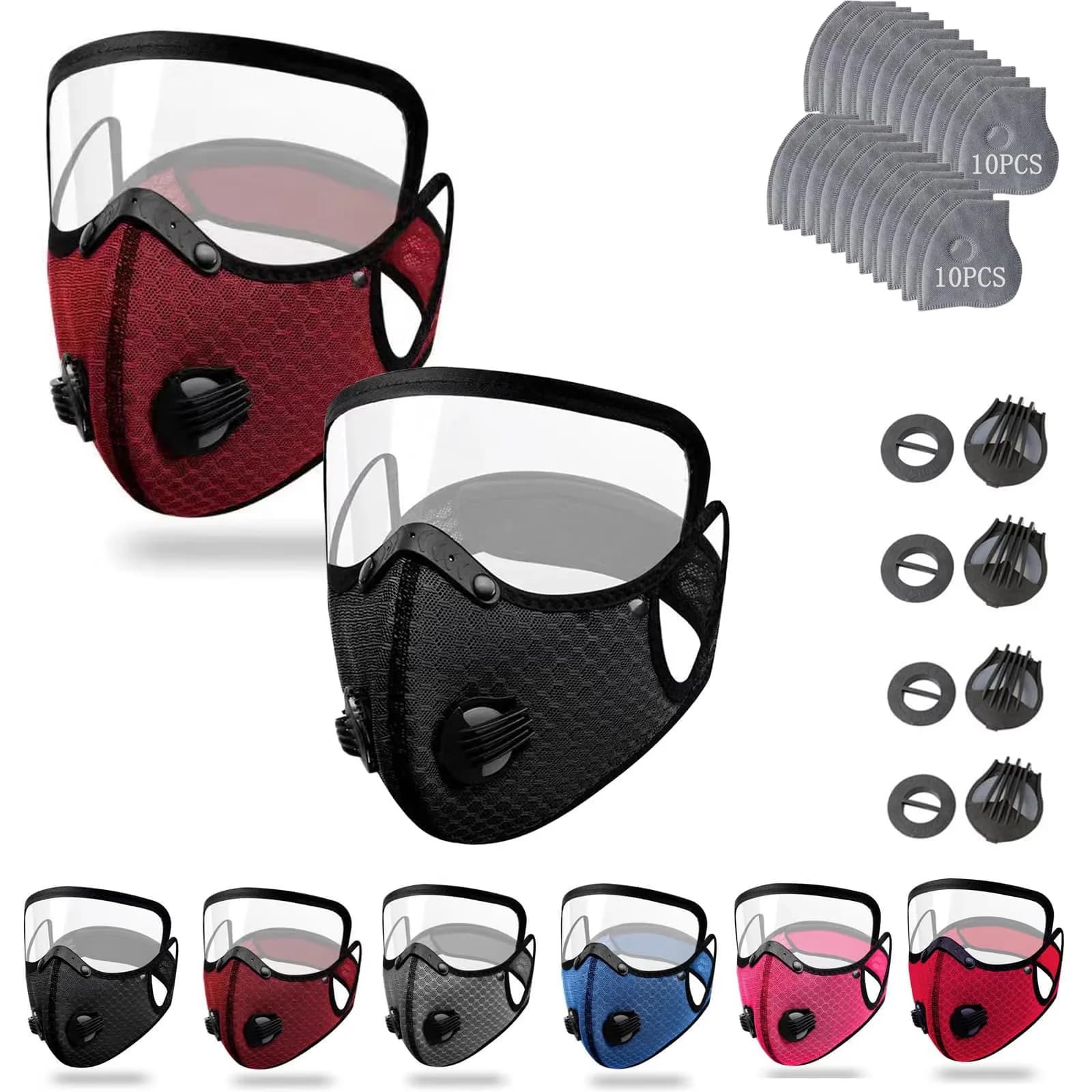 Modern Protective Equipment with Reusable Carbon Filter Dust Mask, Adjustable Goggles - 1 2Pcs-A for Outdoor Model 724BE9
