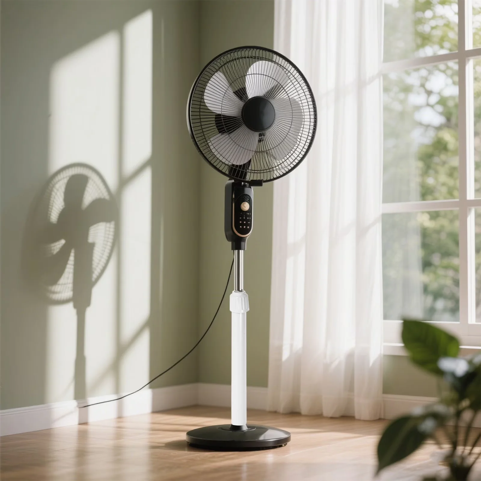 Durable Fans In Cooling with Battery, Adjustable Height - Stainless Steel, Plastic White for Home Model 7C51C8