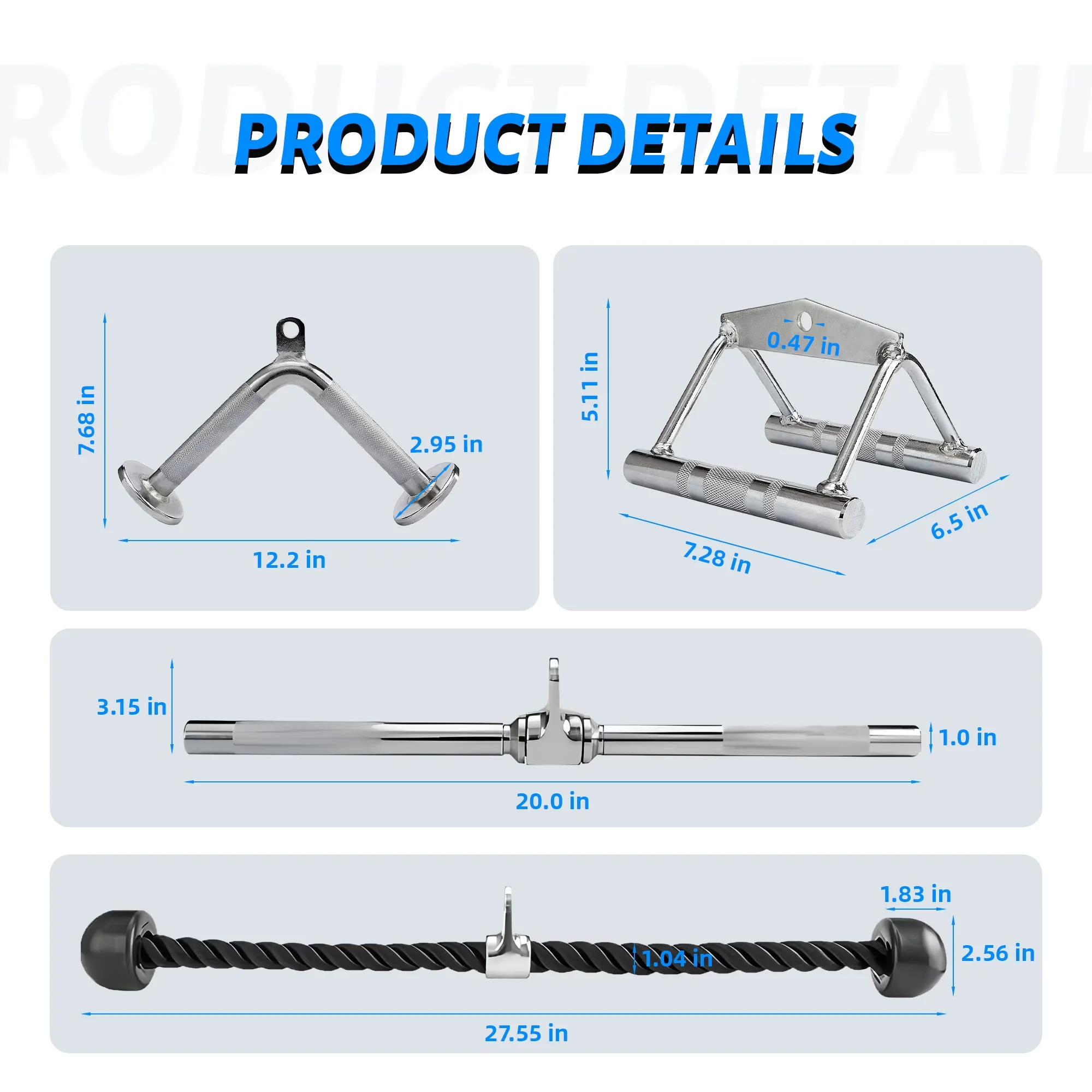 Stylish Home Gym Accessory with Heavy Duty, V-Shaped Bar,, Rotating Bar - Steel Model E46BA8