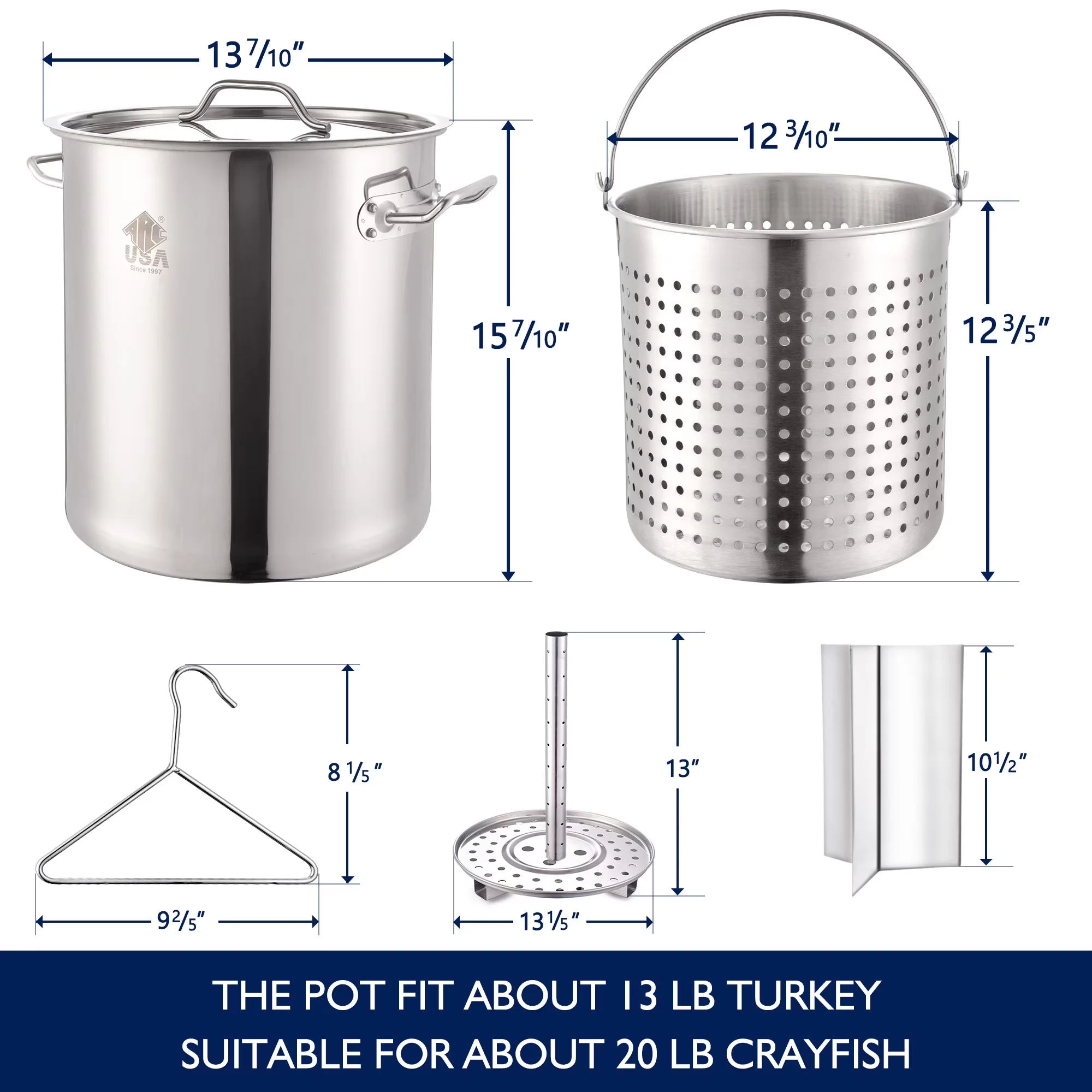 Outdoor Fryer Innovative with 200000 BTU, Burner, Basket and Steamer Rack - Stainless Steel Silver Model 468DBA