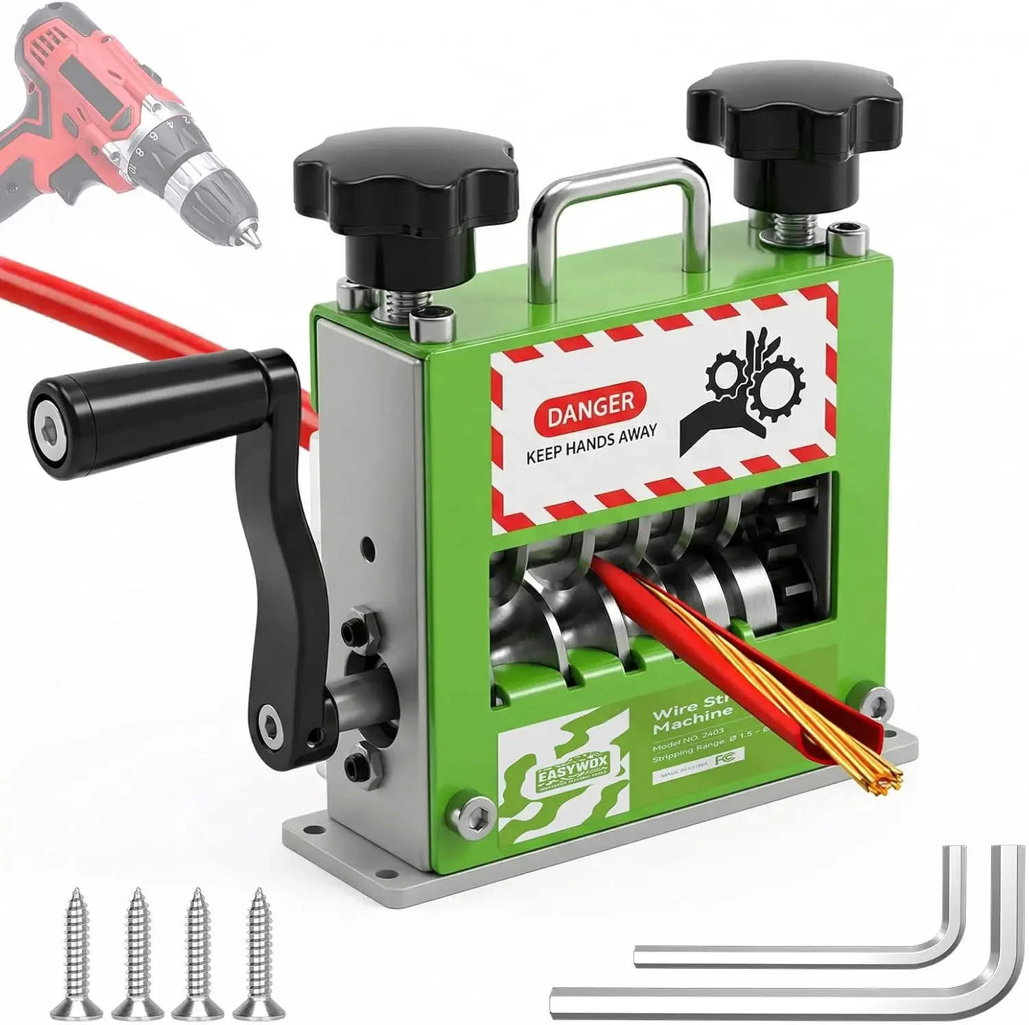 Woodworking Durable with Adjustable, Easy To Operate, Wire Stripping Machine - Green Manual Model 46D02F