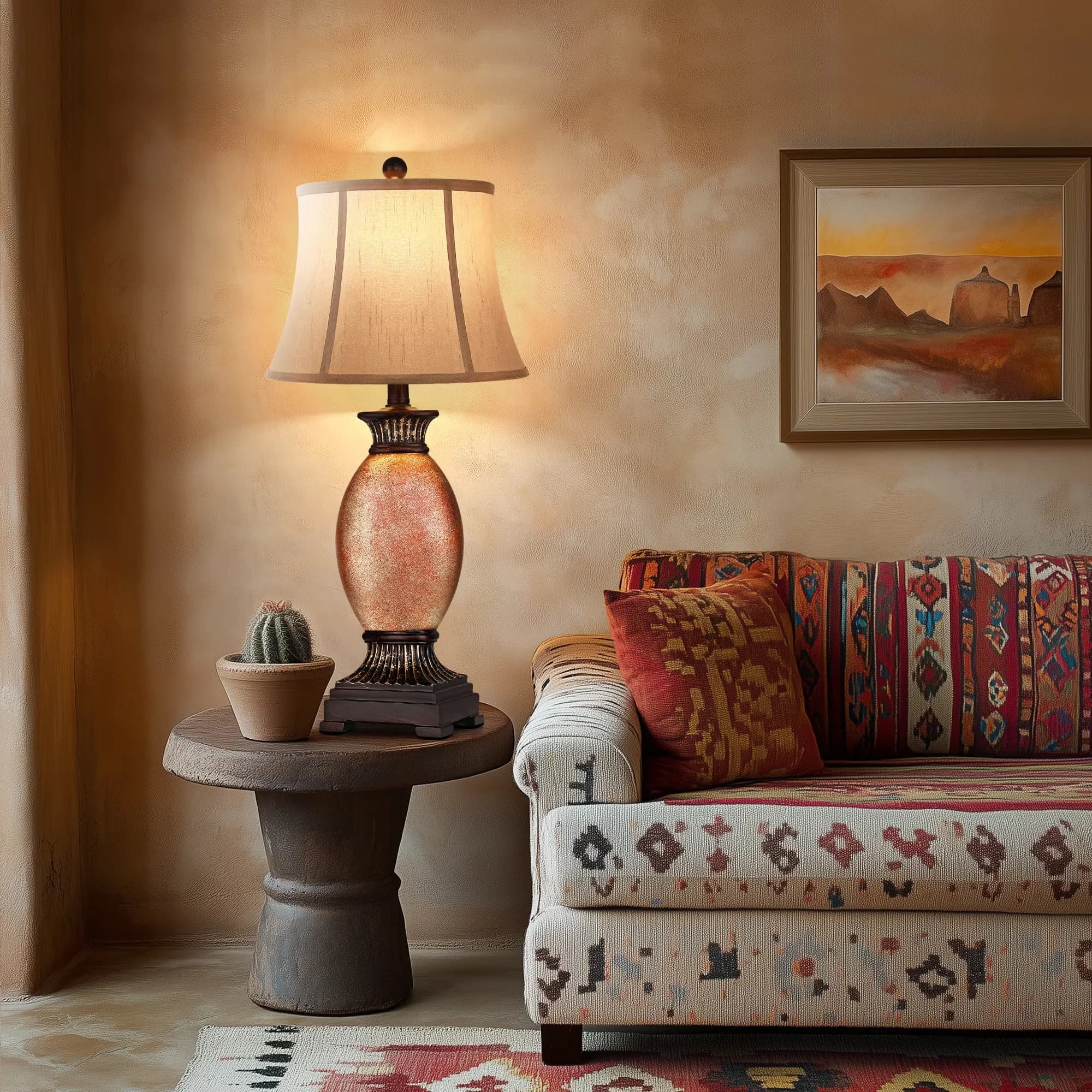 Lamp Premium with LED, Eco Friendly, Art Deco - Brown Resin for Living Room, Bedroom Model 989552