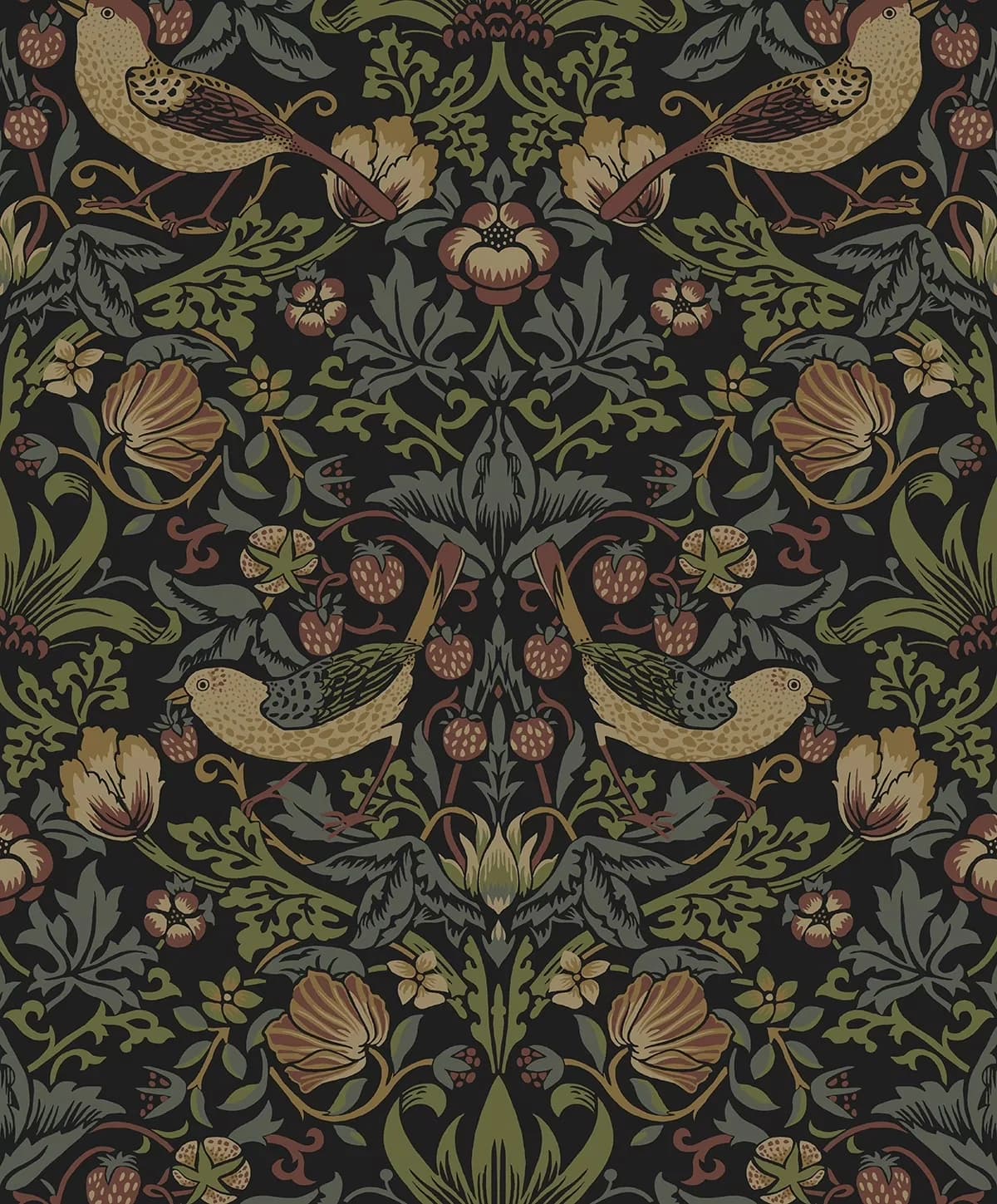 Innovative Wallpaper with Removable, Black Strawberry Garden Peel and Stick - Vinyl Black Model 603231