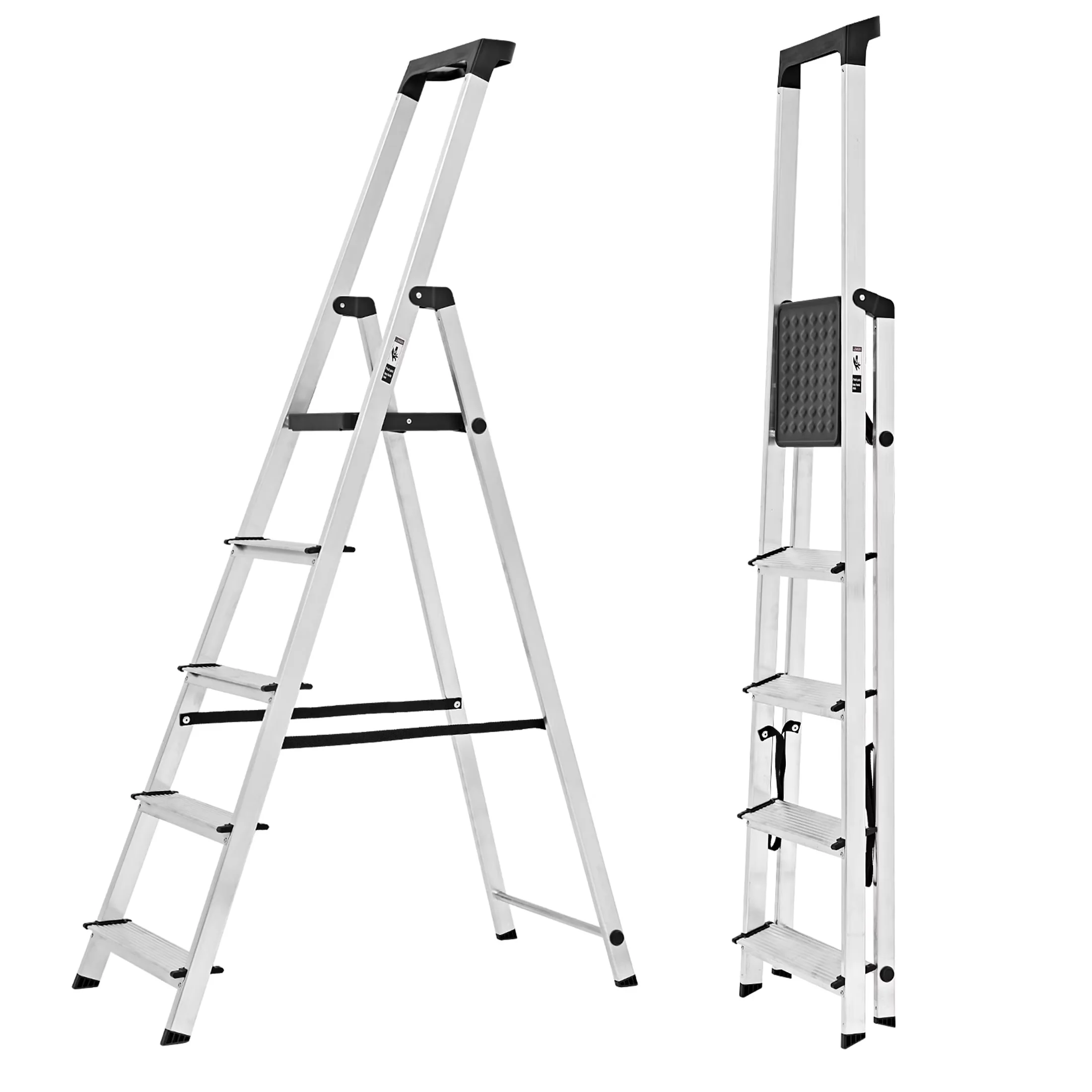Innovative Ladders And Step Stool with Collapsible, Steel Platform, 330 lb Capacity - Metal Silver Model 0E6691