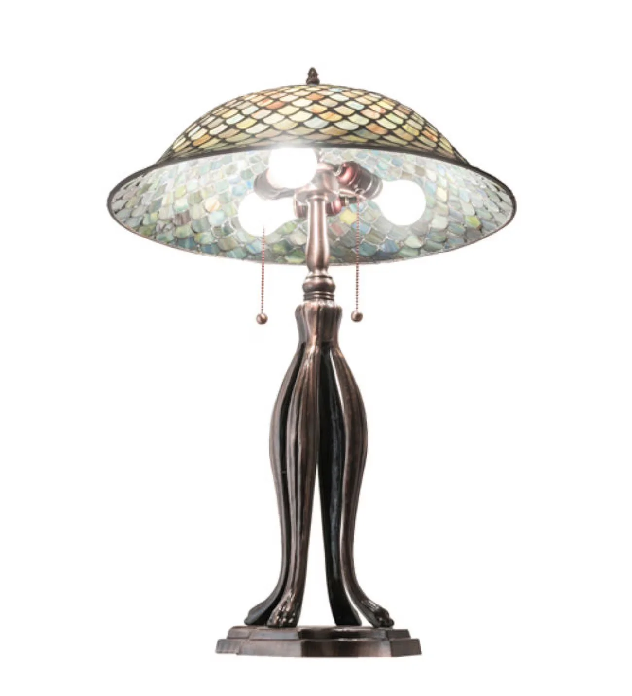 Table Lamp Sleek with Tiffany, UPC : 705696136711 - Glass, Metal Brown Model 71184B