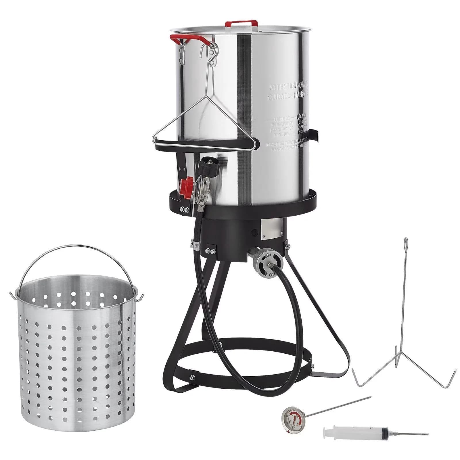 Outdoor Fryer Professional with 54000 BTU, Number of Packages:1, Frying Basket Poultry Rack Thermometer - Multicolor Aluminum Model 3EF19F