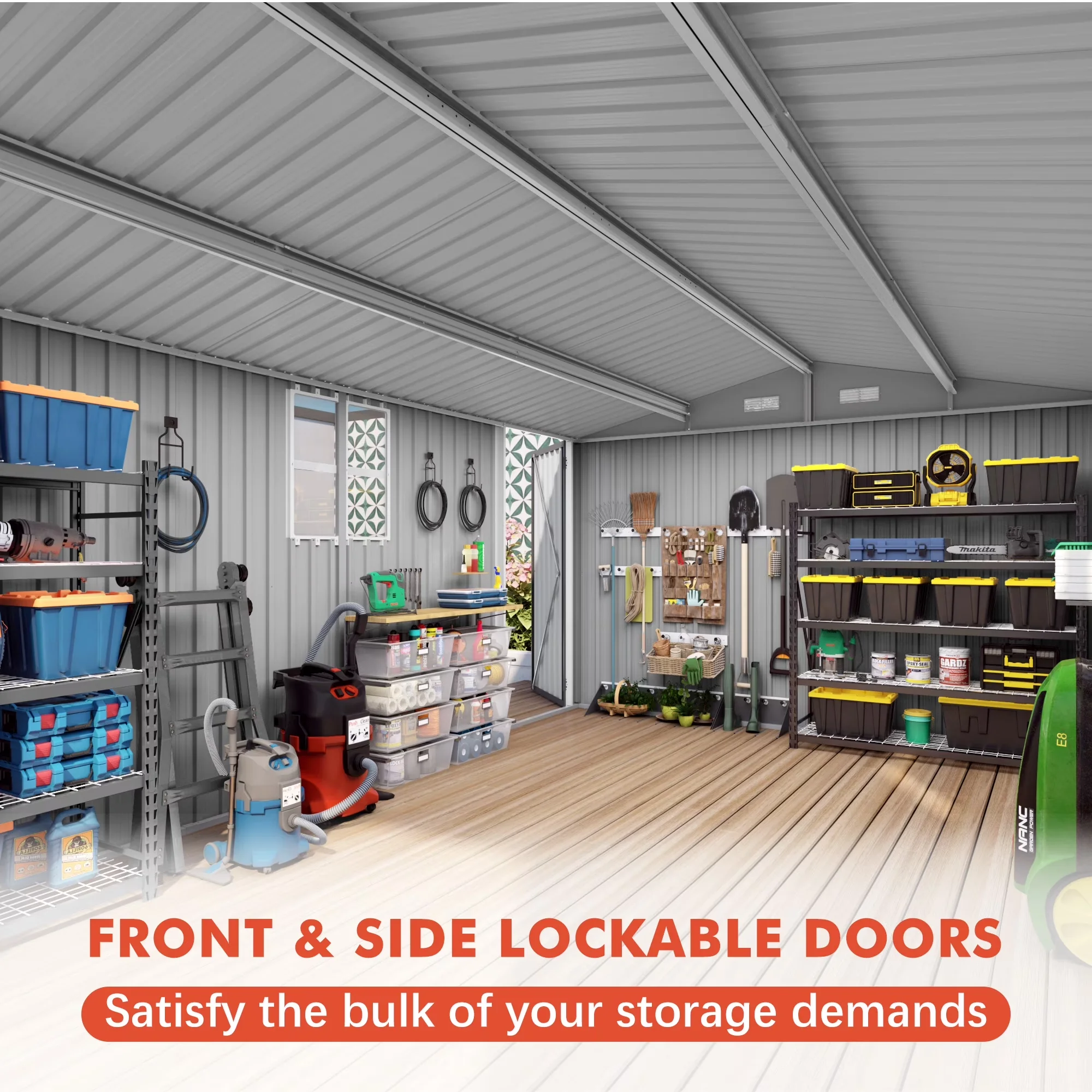 Durable Shed with Rust Resistant, Uv Resistant, Lockable Door - Gray Metal Model 784871