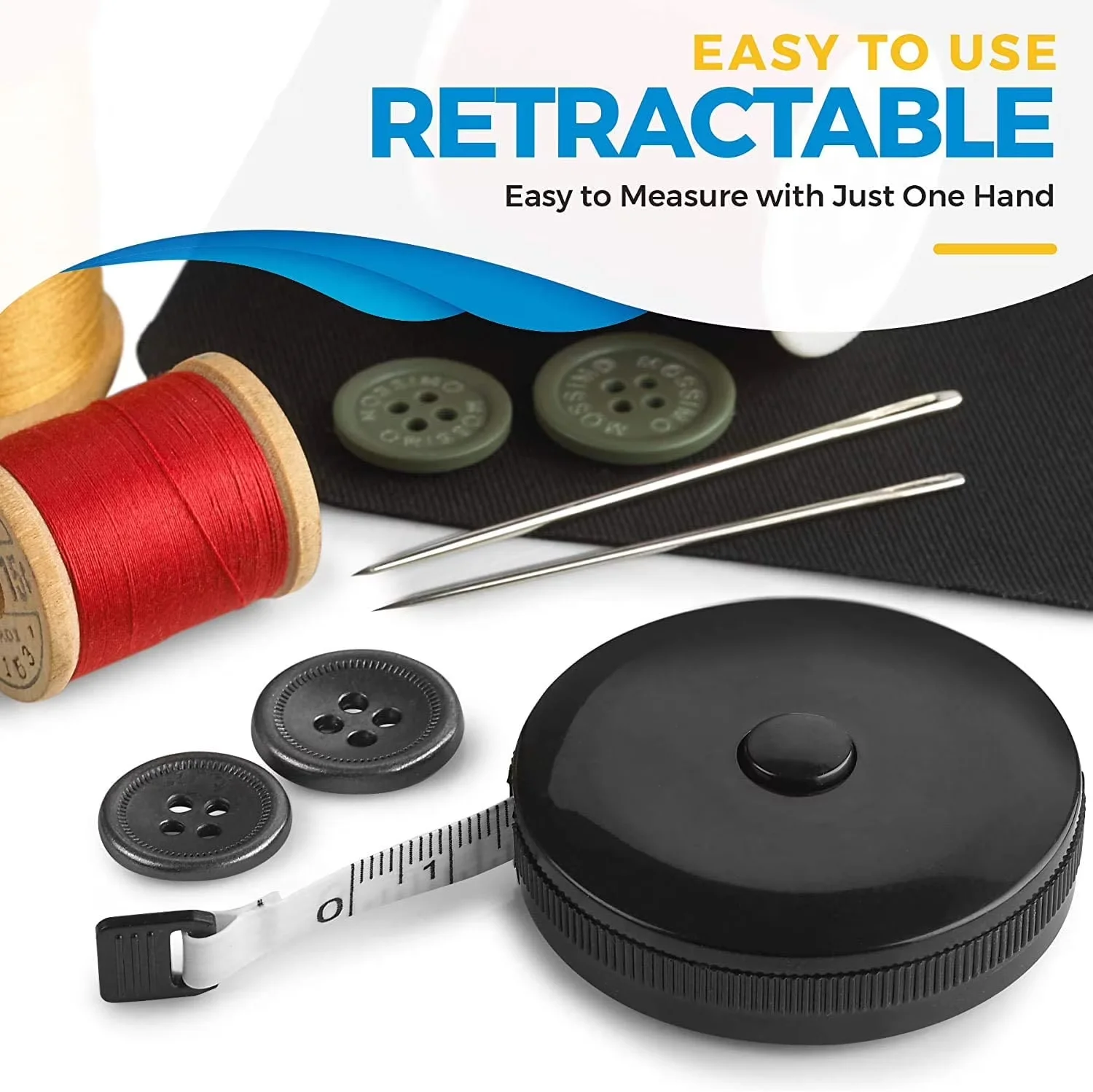 Innovative Measuring Layout with Automatic Shut Off, Tape Measure Body Tape Adult 60 in, 2 Pack - Plastic Black Model 7AE85C