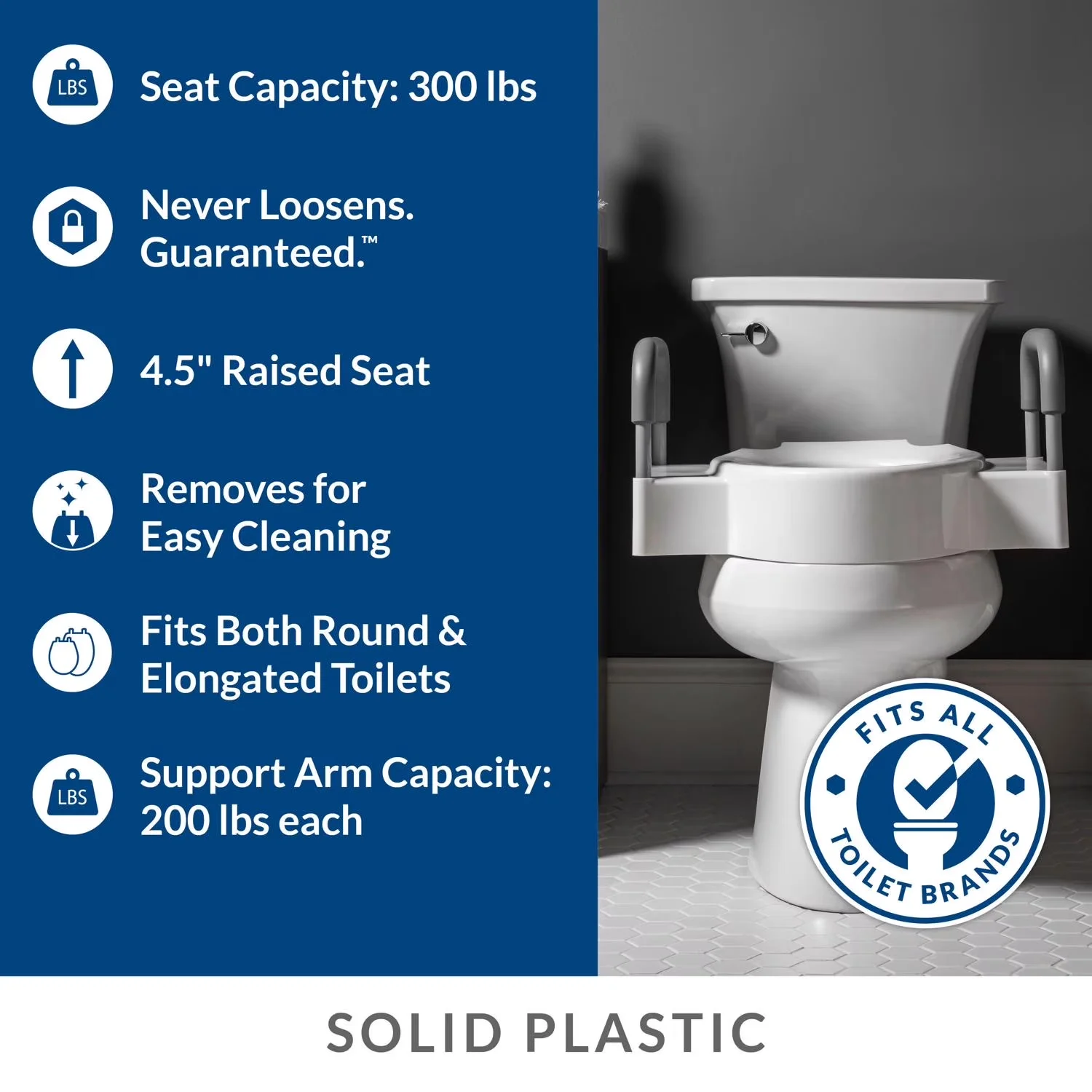 Efficient Toilet Seats And Lid with Universal, Rise Elongated/Round White Plastic Riser - Plastic White Model DCEBB8