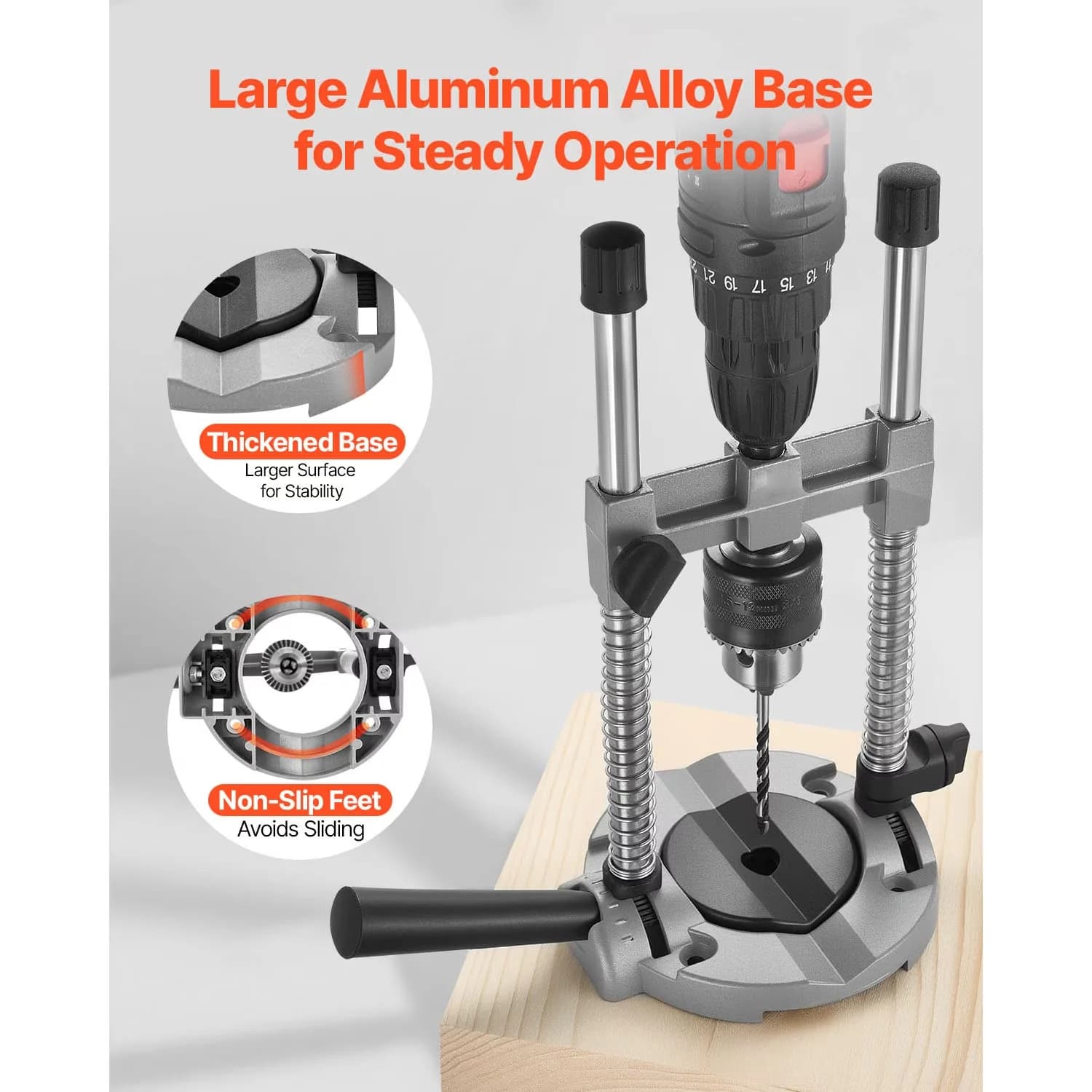 Premium Woodworking with Adjustable, Large Handle, Portable Drill Guide - Orange Model 8573B9
