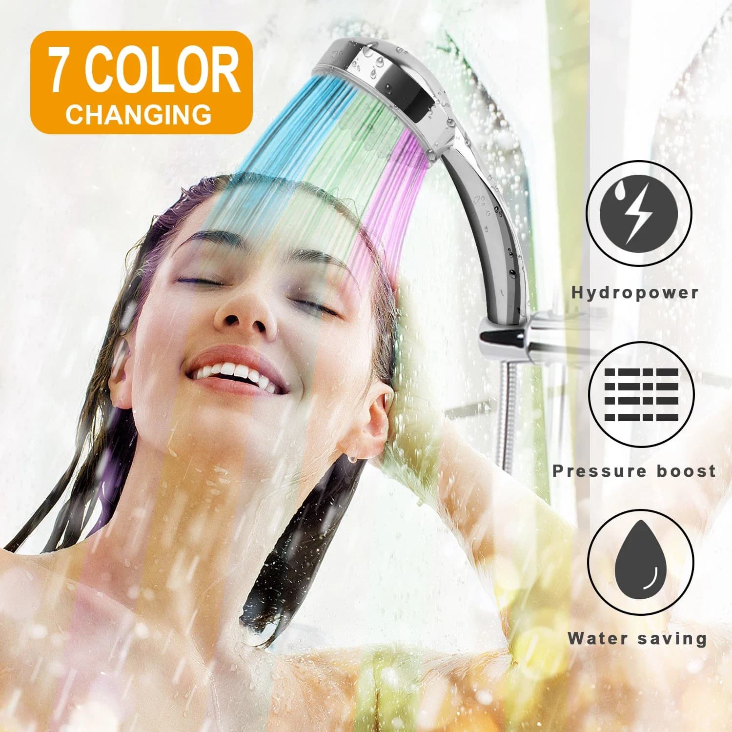Premium Shower Head with LED - Multicolor Colorful - Satisfaction Guaranteed Model E1E5A7