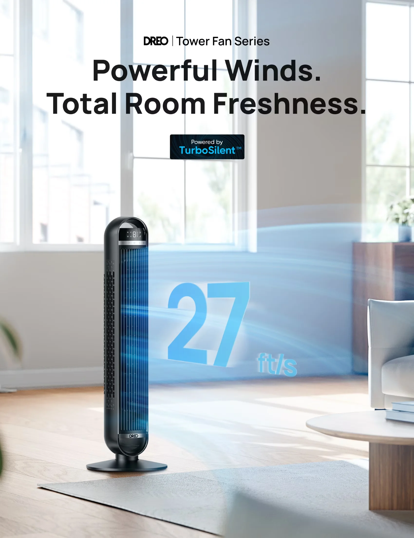 Compact Fans In Cooling with Remote Controlled, Led Display - Black Metal And Plastic Model BB0535