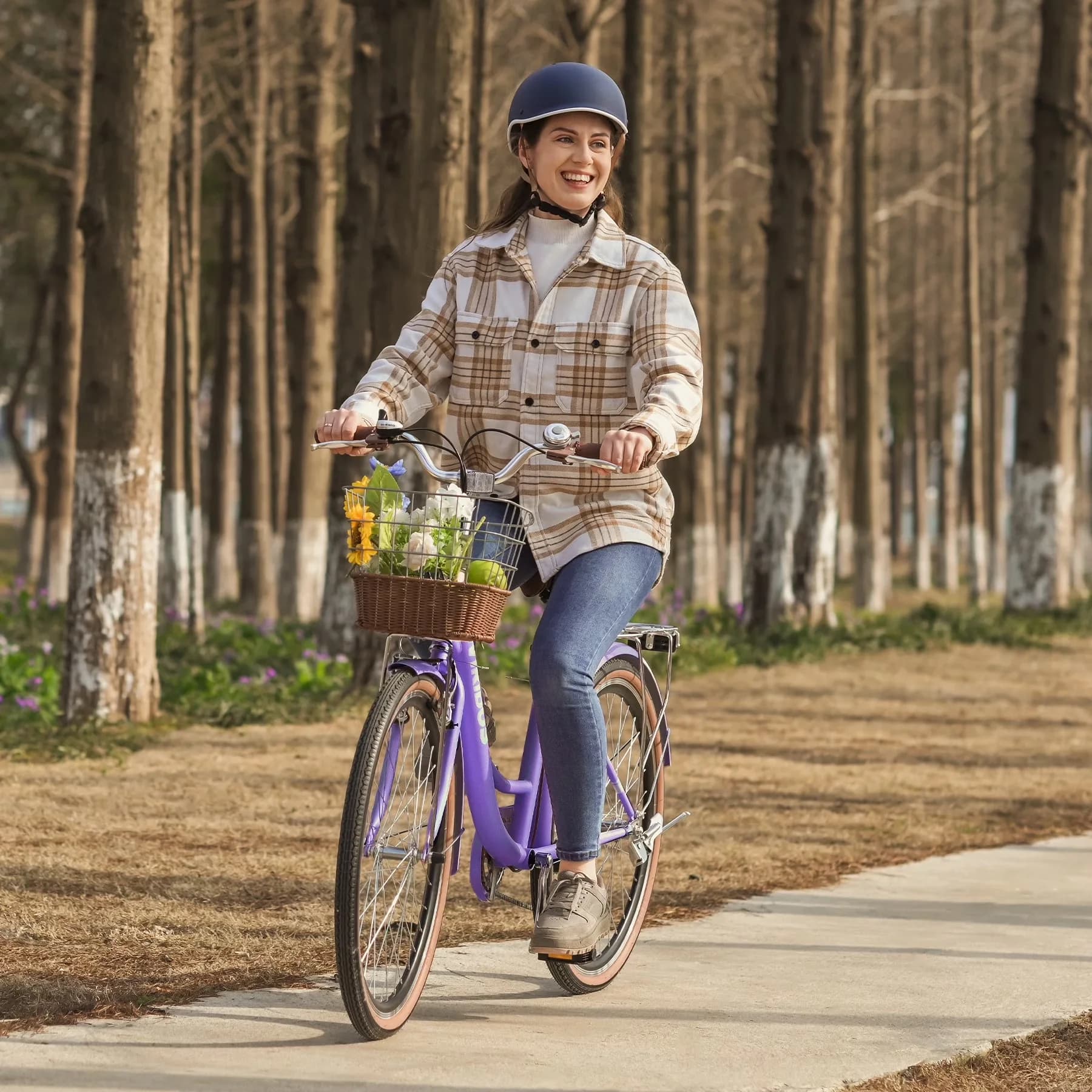 Professional Cruiser Bike with Adjustable Speed, Adjustable Height - Purple Model B74A9F