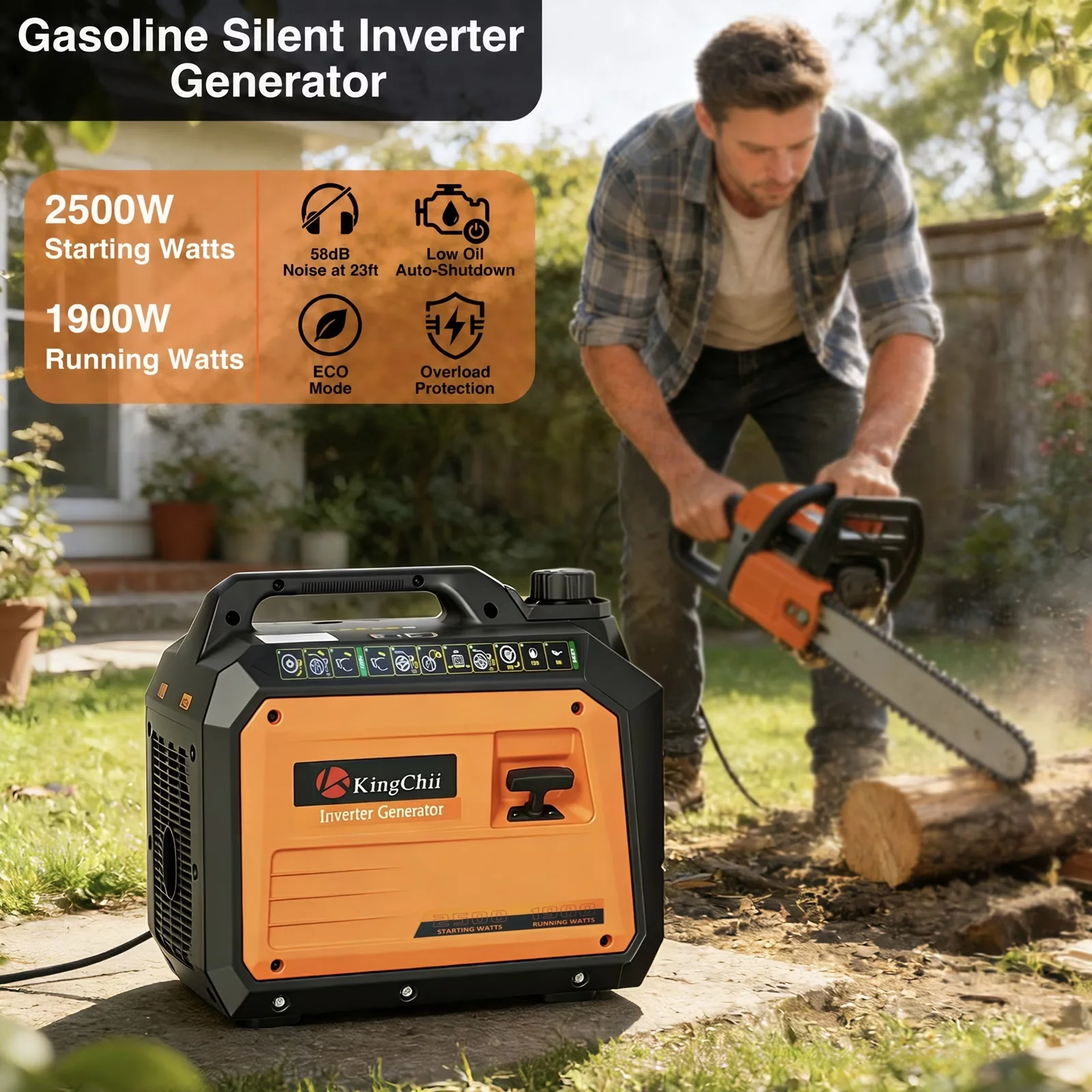 Stylish Generator with 2500W, Low Oil Shutdown, 2500W Portable Inverter - Model D8BAB9