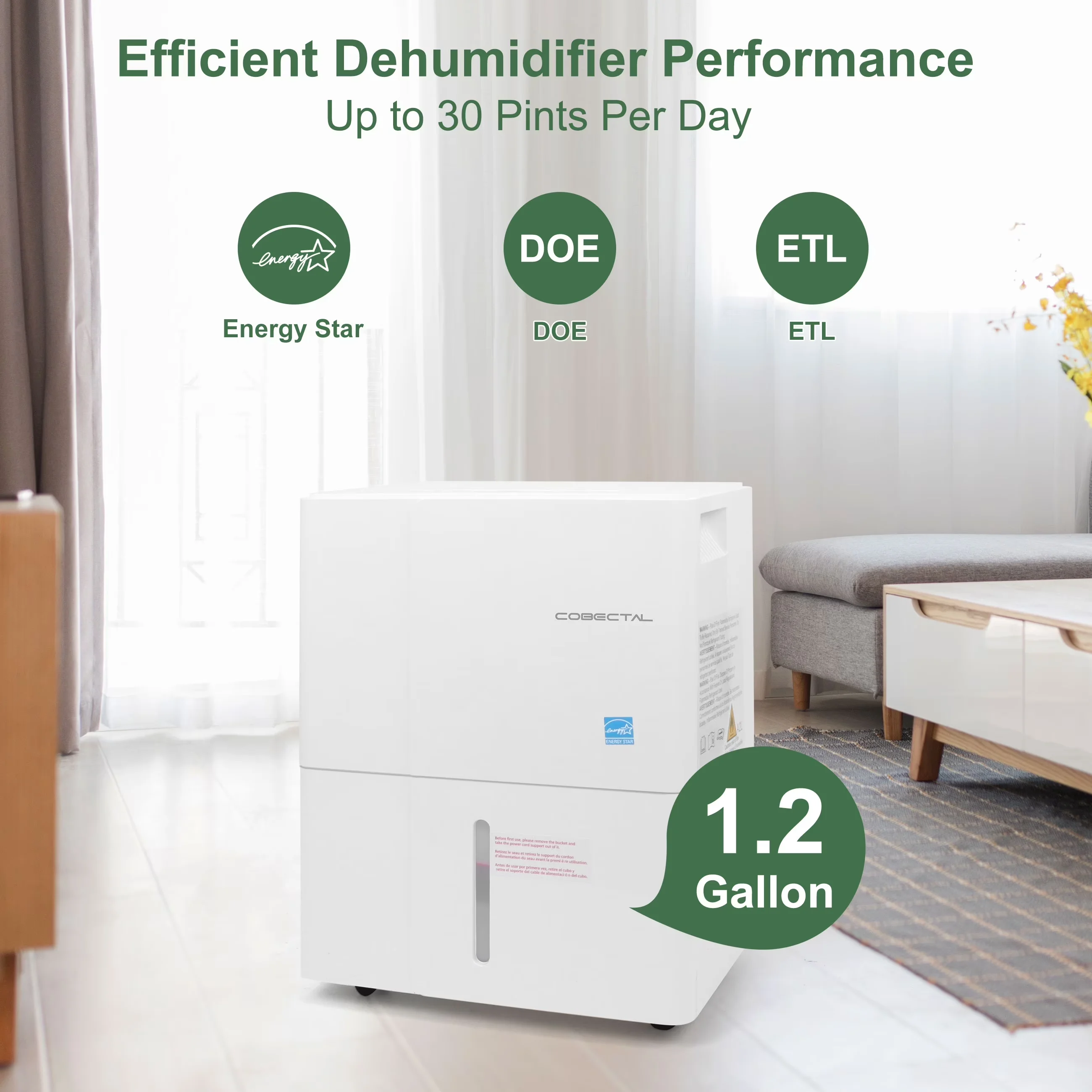 Reliable Dehumidifier with Adjustable Humidistat, Energy Efficient, Automatic Shut-Off - White Model 10A18A