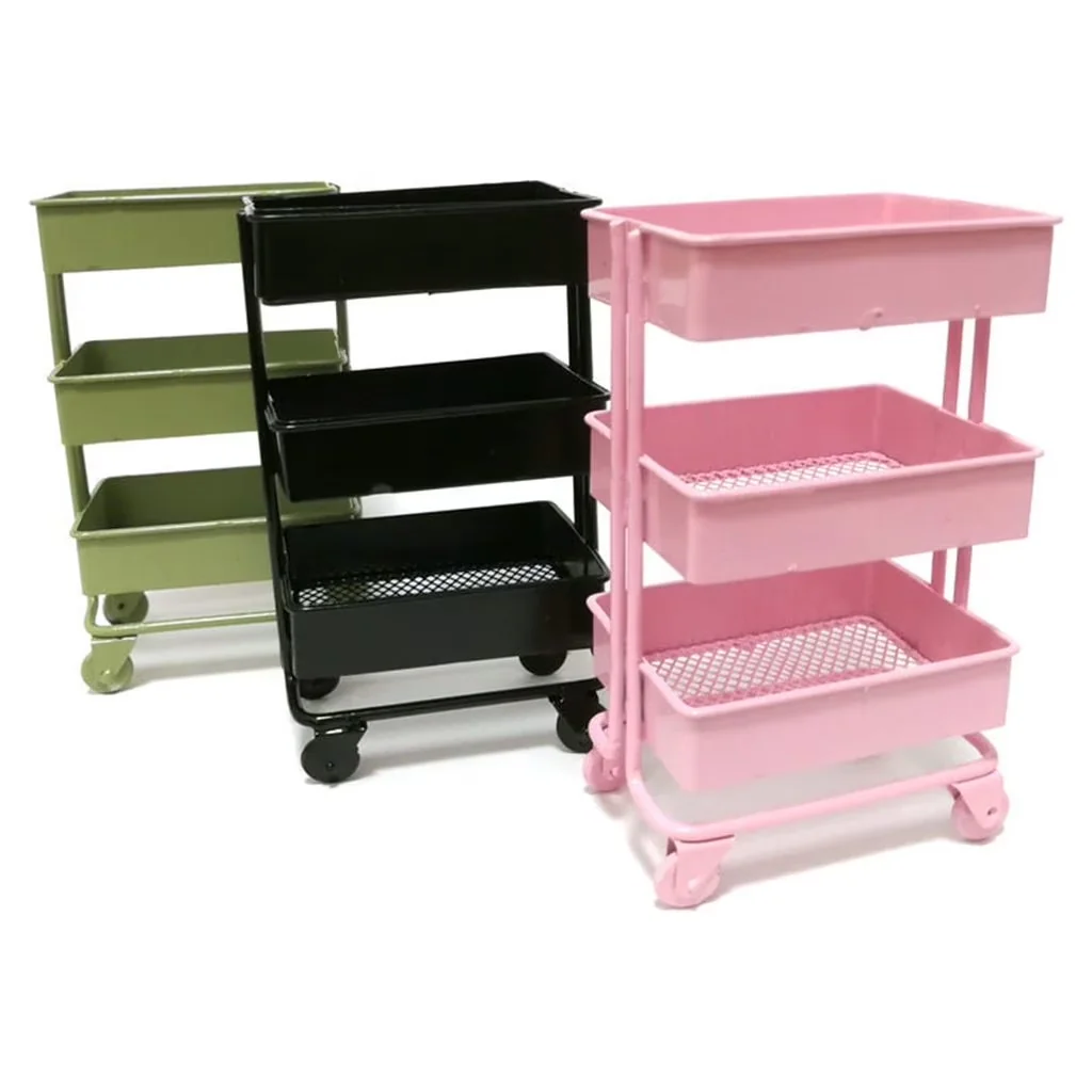 Classic Garage Storage Supply with Rolling, Modern, Type: Trolley Storage Rack - Iron Pink Model 90CBD0