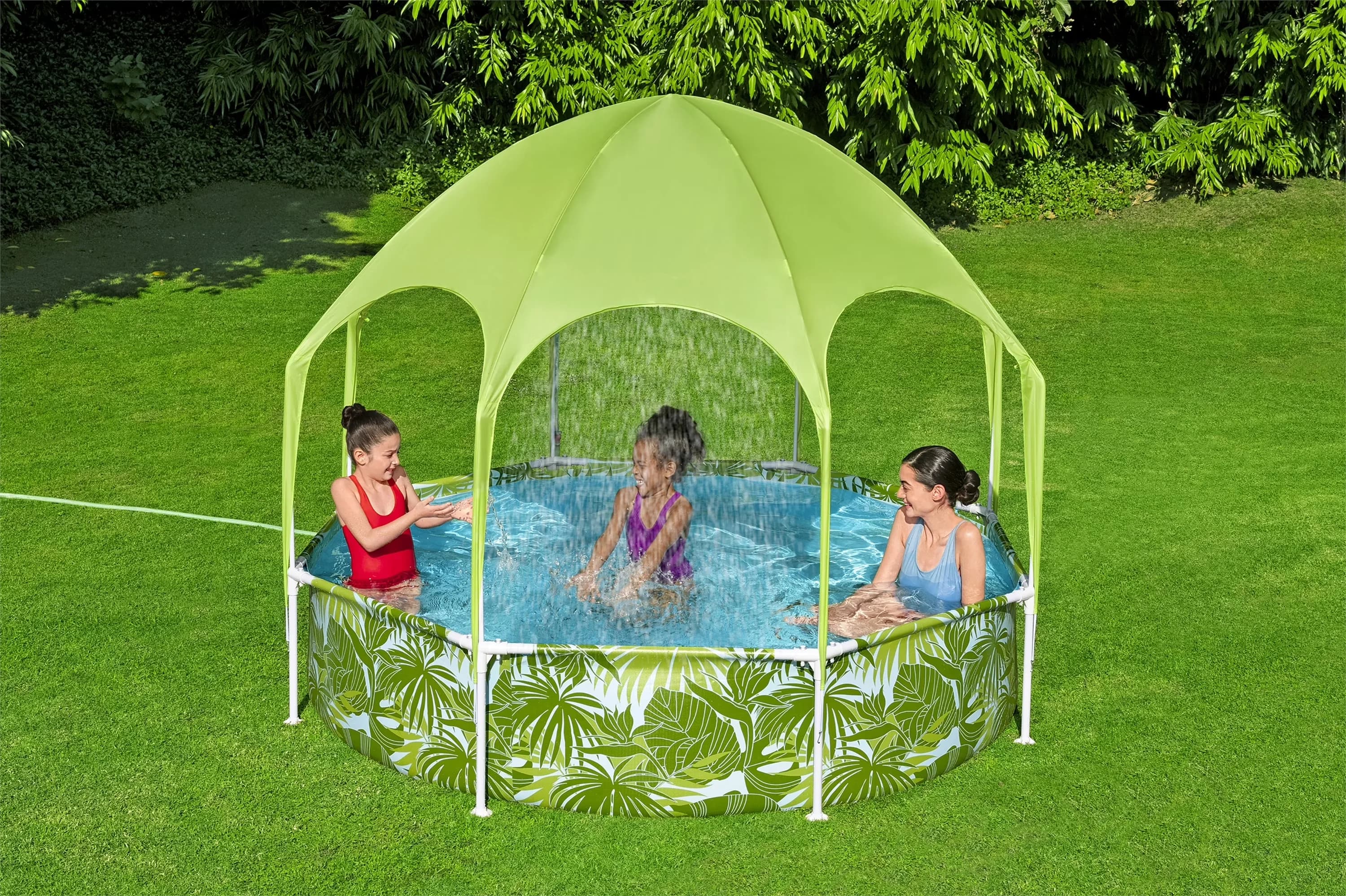 Efficient Inflatable Pool with Fun, fruity print on the liner, Corrosion-resistant steel metal frame - Multi-Color Model 5F7BBD