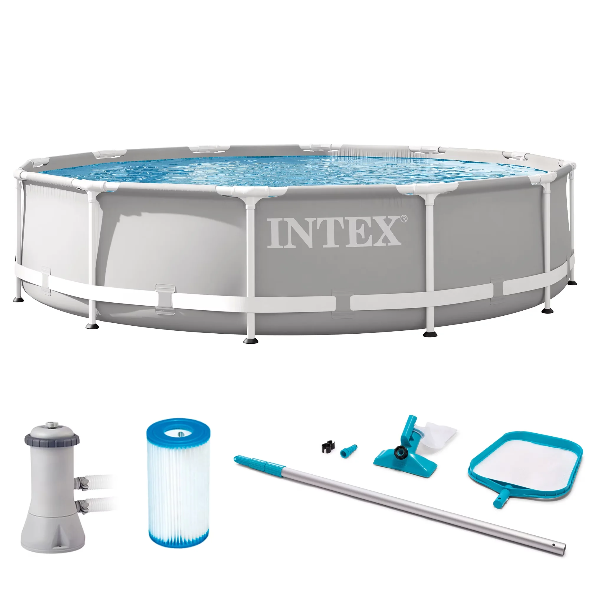 Stylish Above Ground Pool with Puncture Resistant - Gray 12ft - Premium Collection Model BEFE87