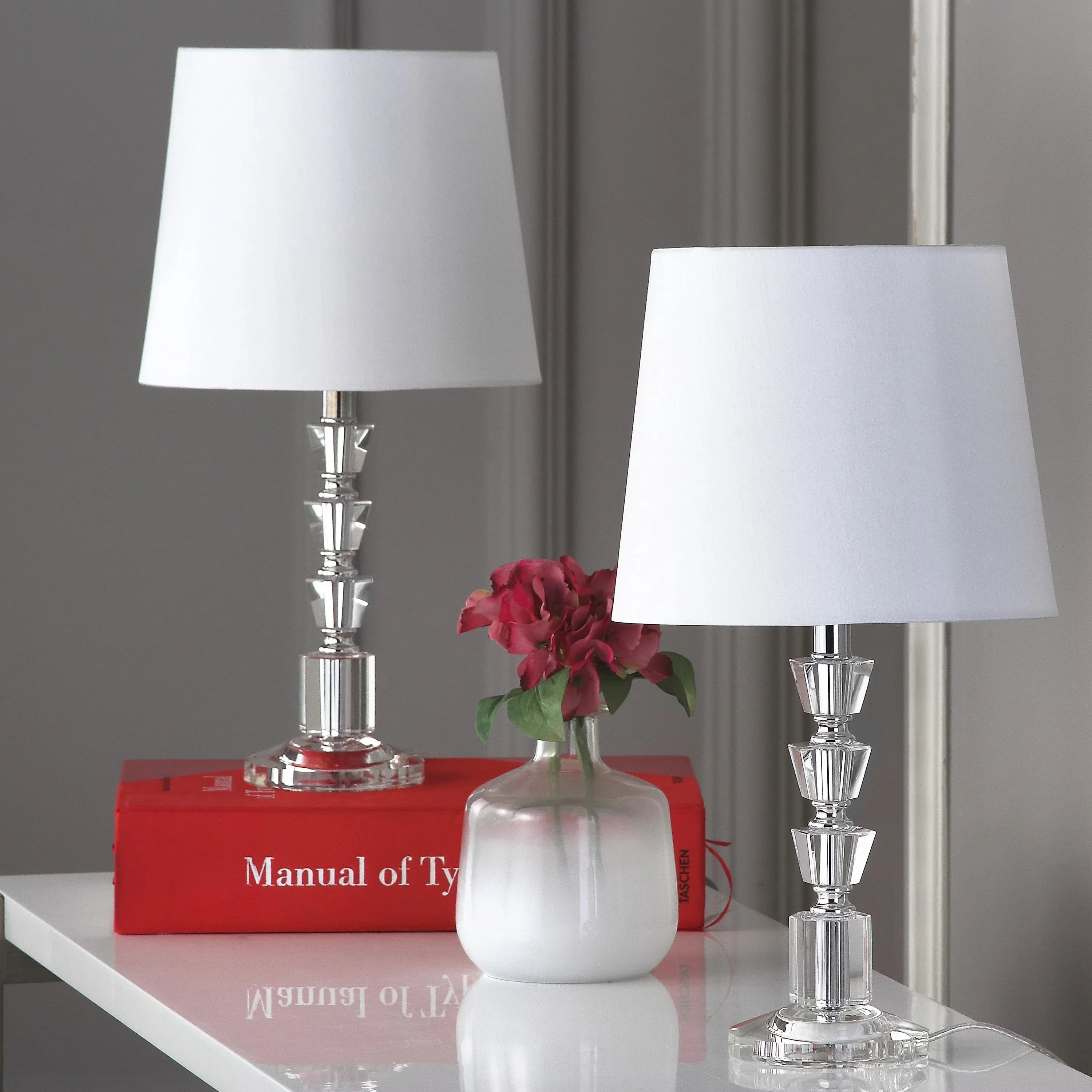 Lamp Set Compact with Glam, Minor assembly needed, Harlow 16 in. Crystal Table - Clear Crystal Model FBDFAA