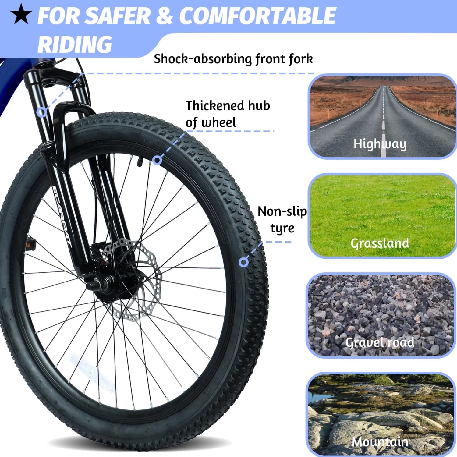 Efficient Mountain Bike with Adjustable Seat Height, Use Case:Garden & Outdoor - Blue Model 84EFC4