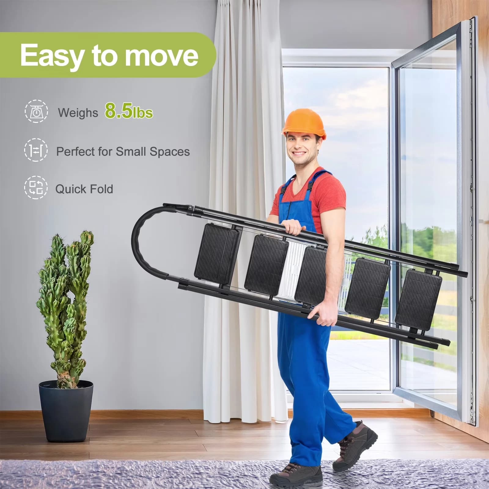 Classic Ladders And Step Stool with Wide Non-Slip Pedal Comfort Handgrip, 5 Ladder - Metal Black for Office Model 6AAD3A