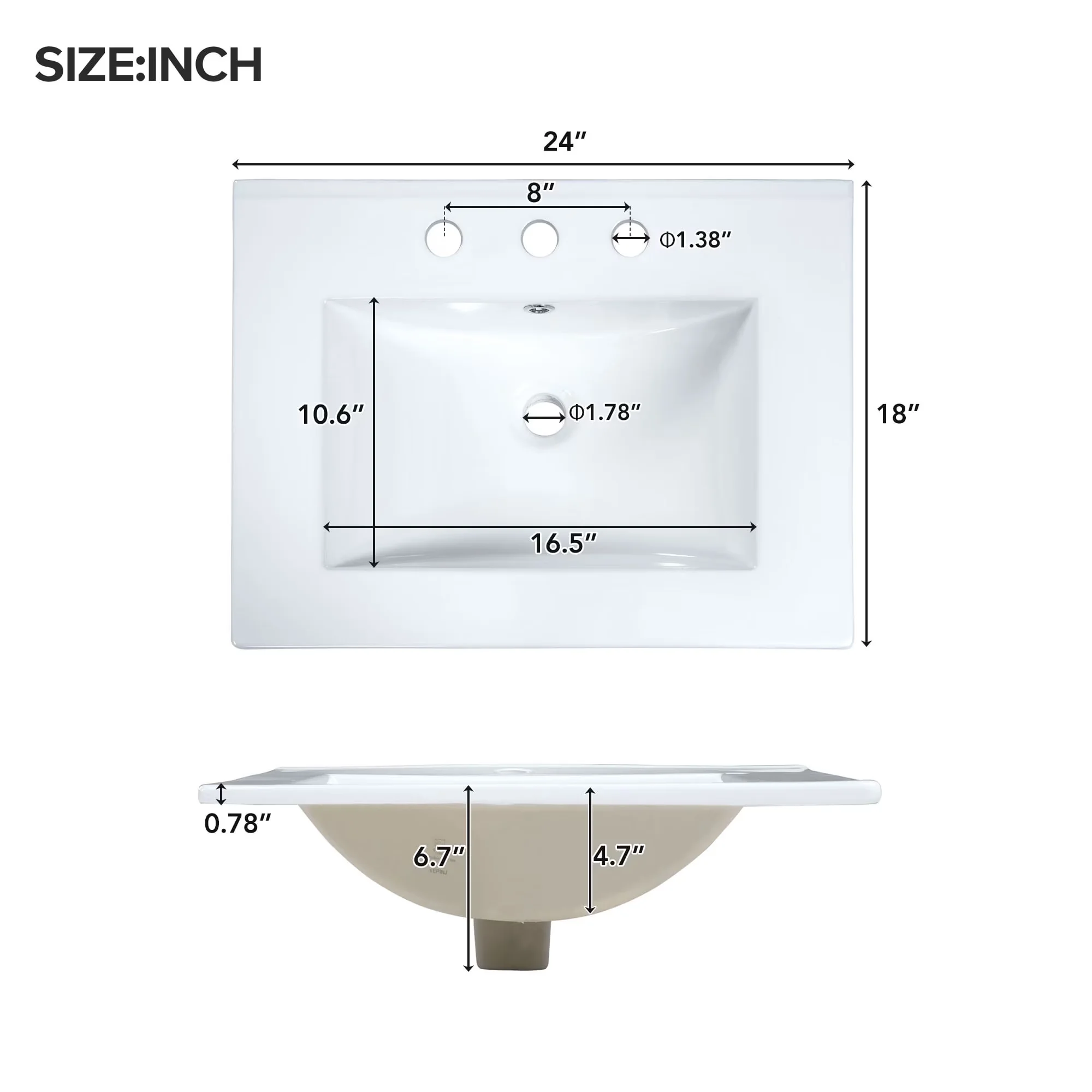 Bathroom Renovation Essential with 24" Small Vanity Sink Combo, Shelf and Soft Close Door - Model B237DD